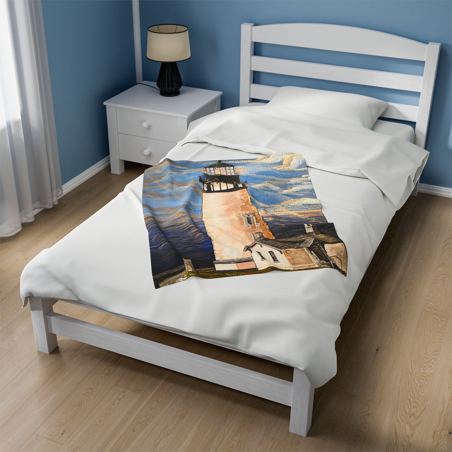 Blanket: Yaquina Head Lighthouse Velveteen Plush Blanket