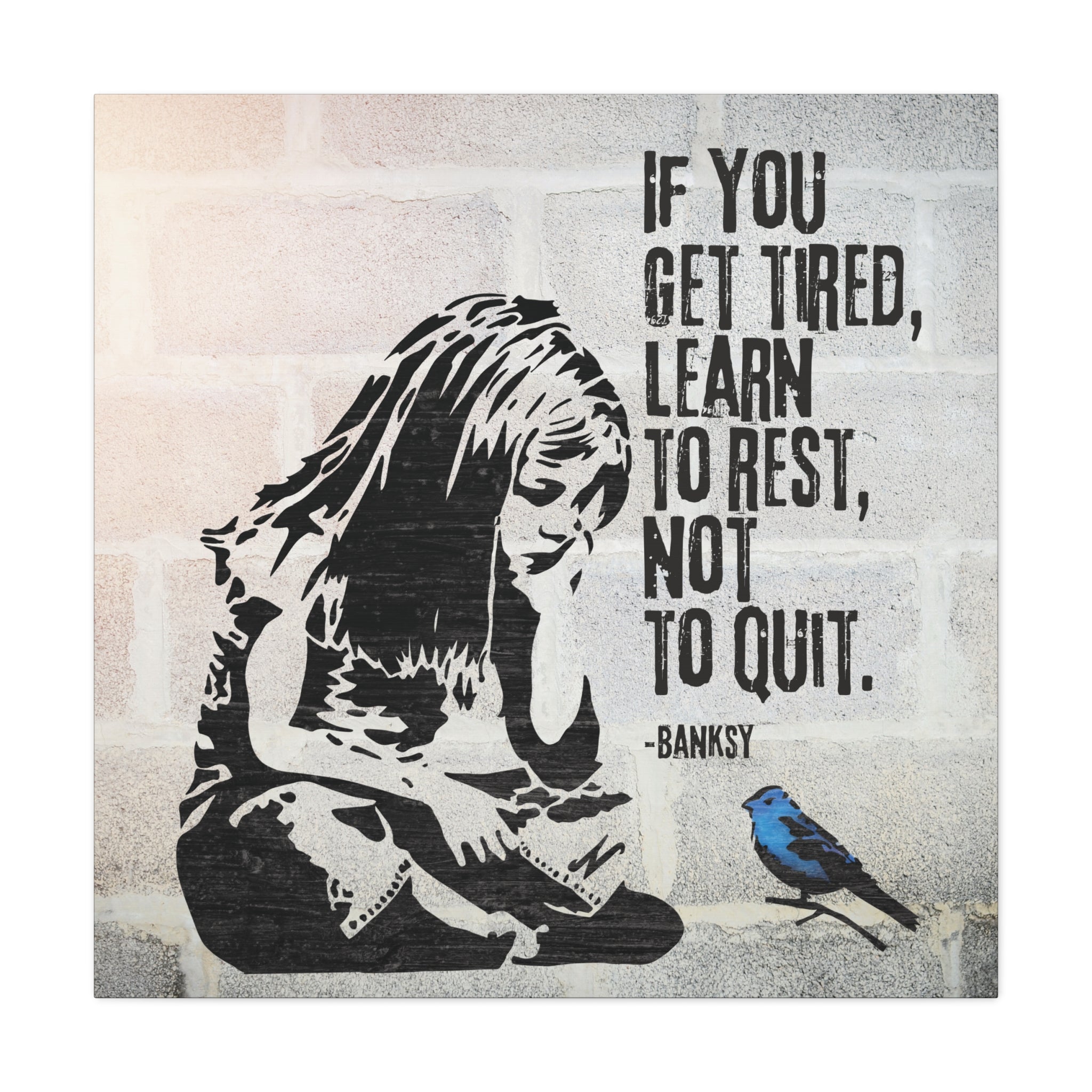 Art: Banksy Blue Bird Canvas Print