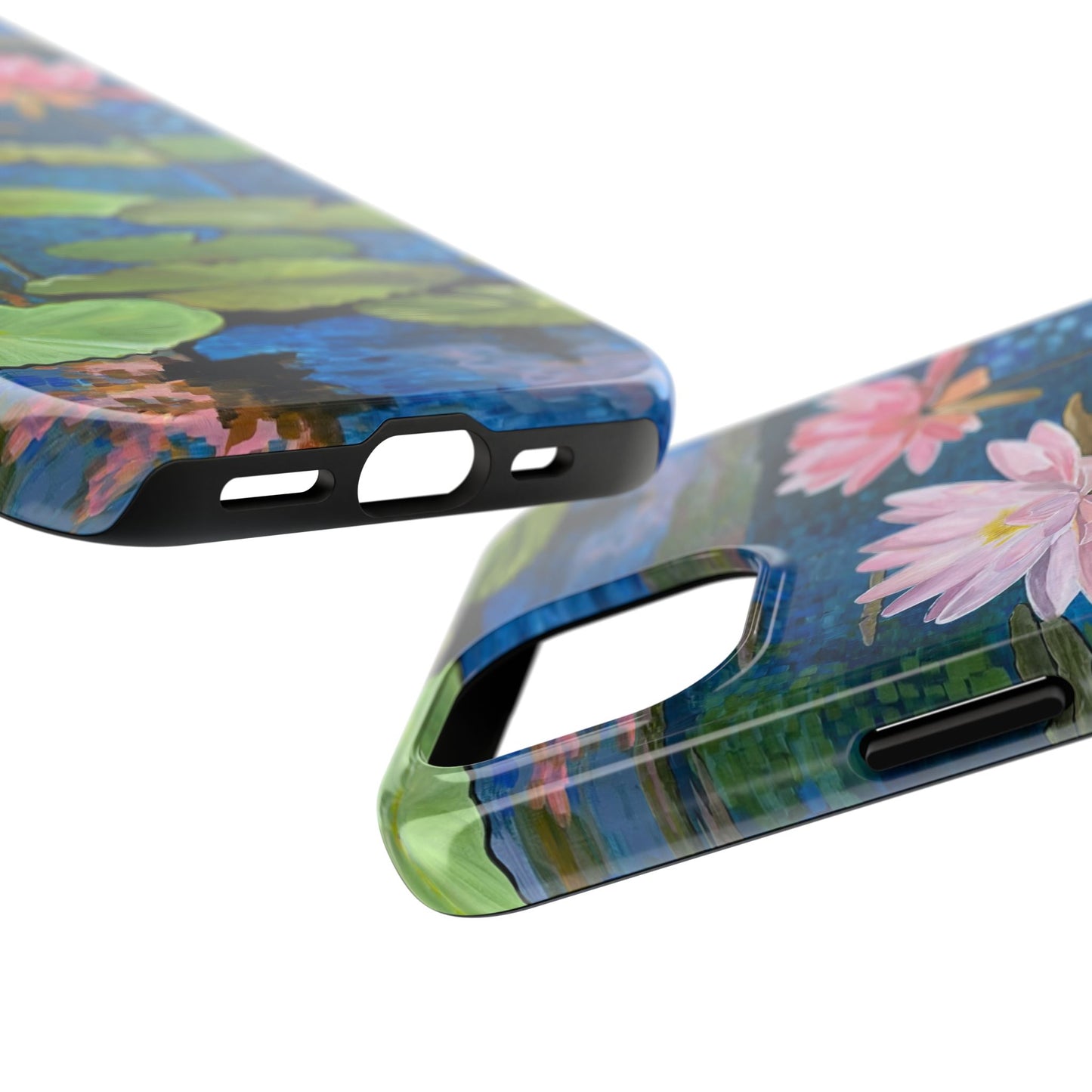 Phone Case: Lotus Flower Painted Tough Phone Case - Acrylic Painting Lotus Flower Inspired Design