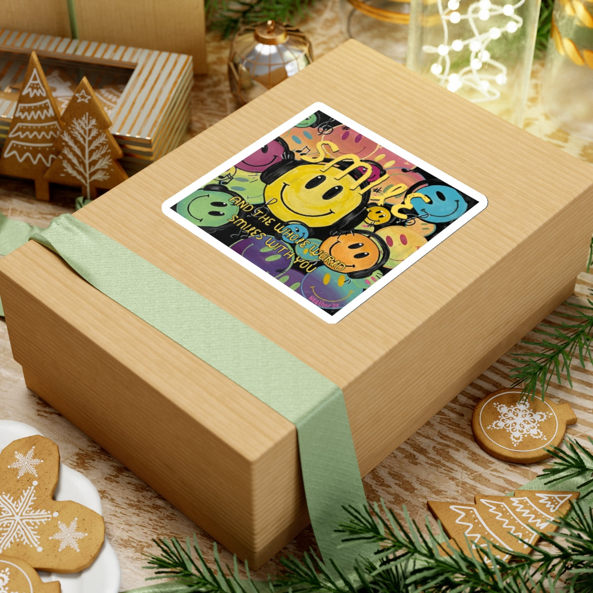 Sticker: Smile and the Whole World Smiles with You Kiss-Cut Stickers