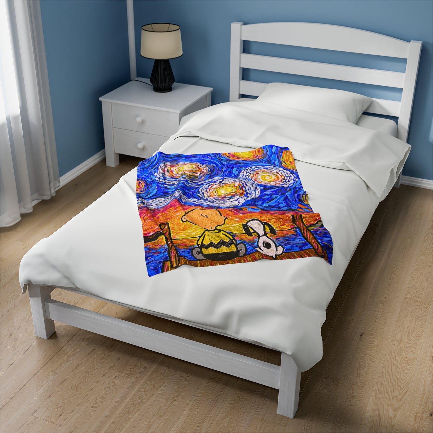 Blanket: Starry Night by the Lake Velveteen Plush Blanket
