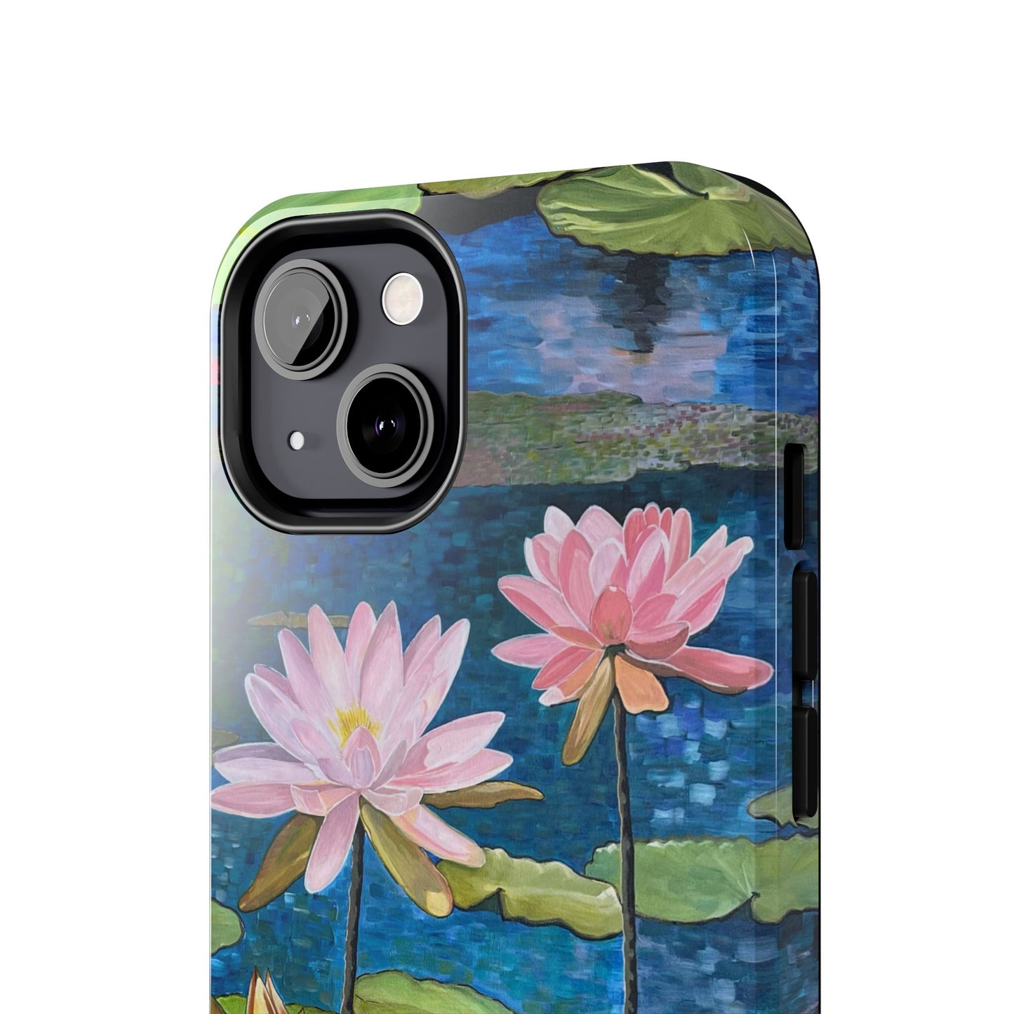 Phone Case: Lotus Flower Painted Tough Phone Case - Acrylic Painting Lotus Flower Inspired Design
