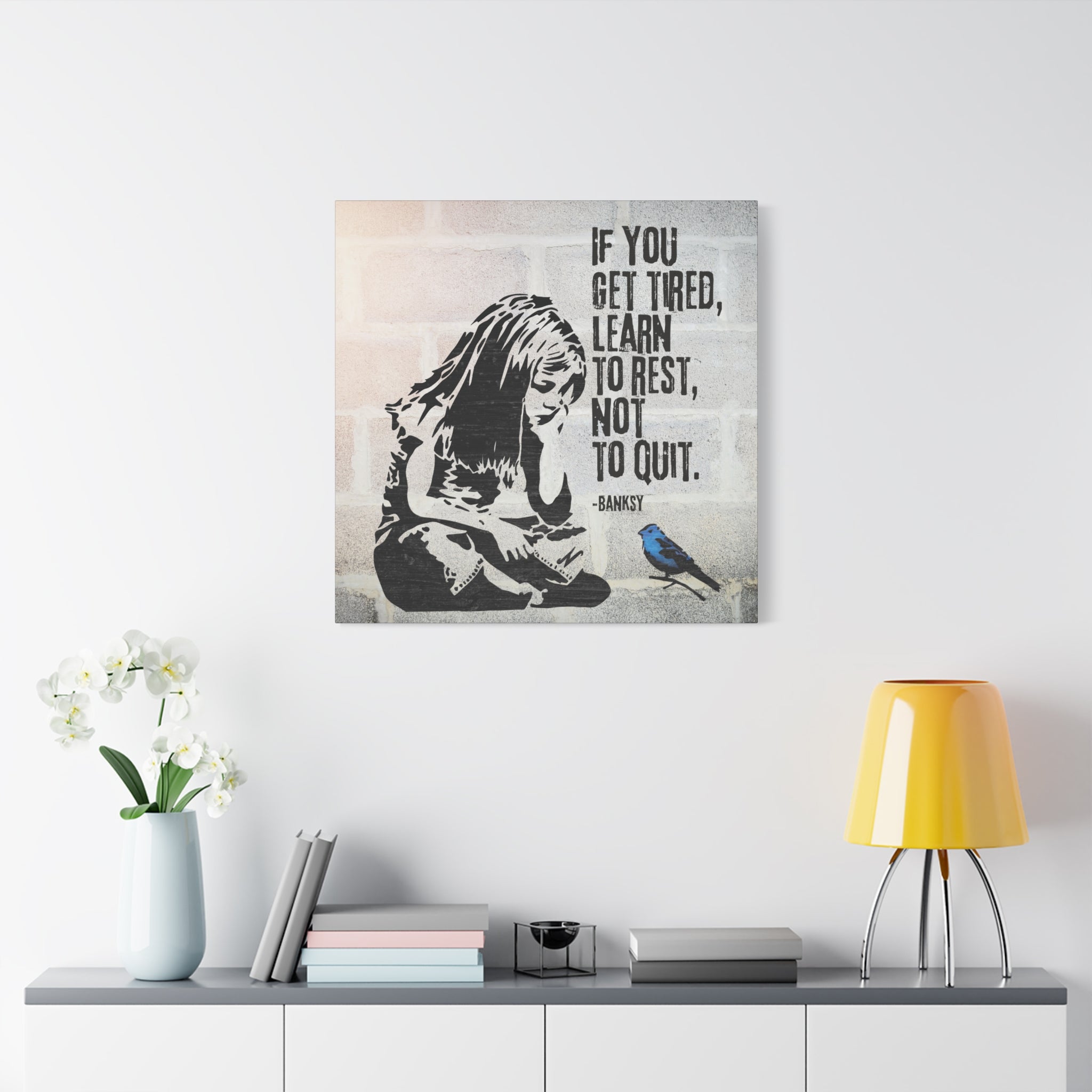 Art: Banksy Blue Bird Canvas Print