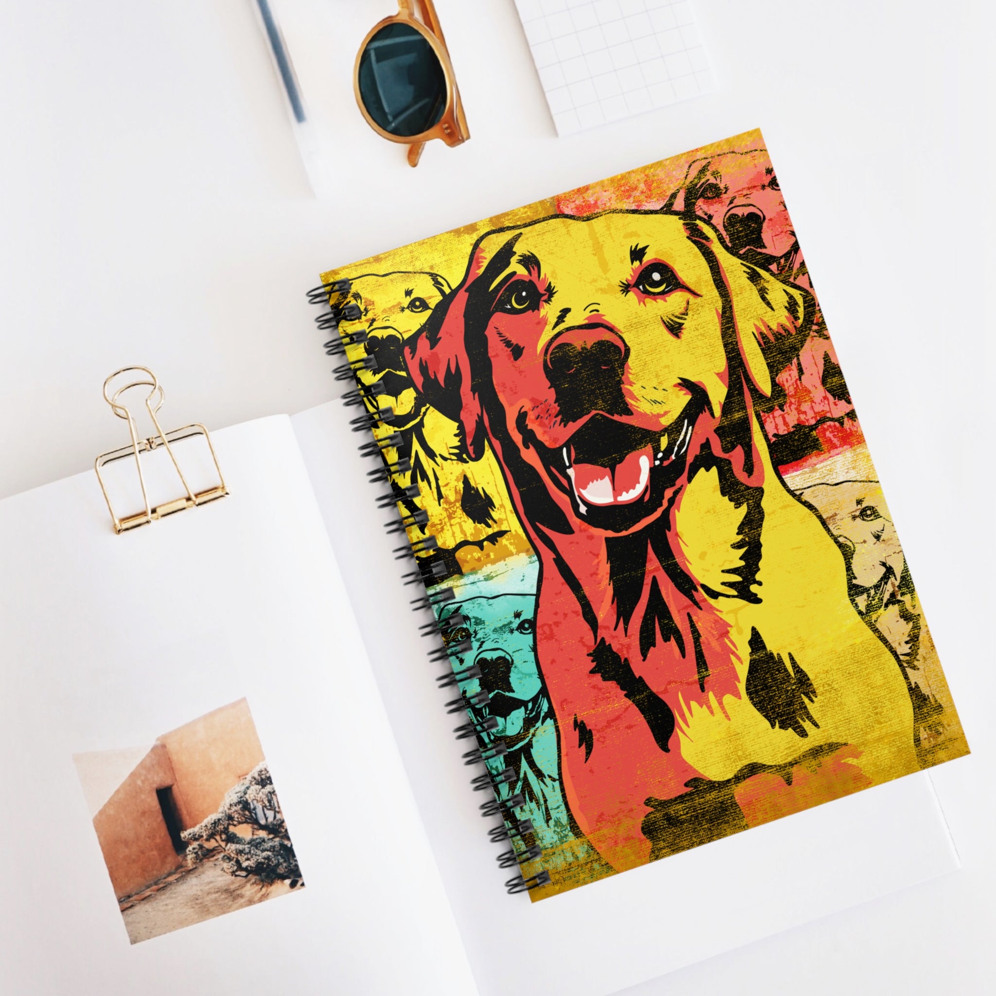 Journal: Yellow Retriever Journal Spiral Notebook - Ruled Line