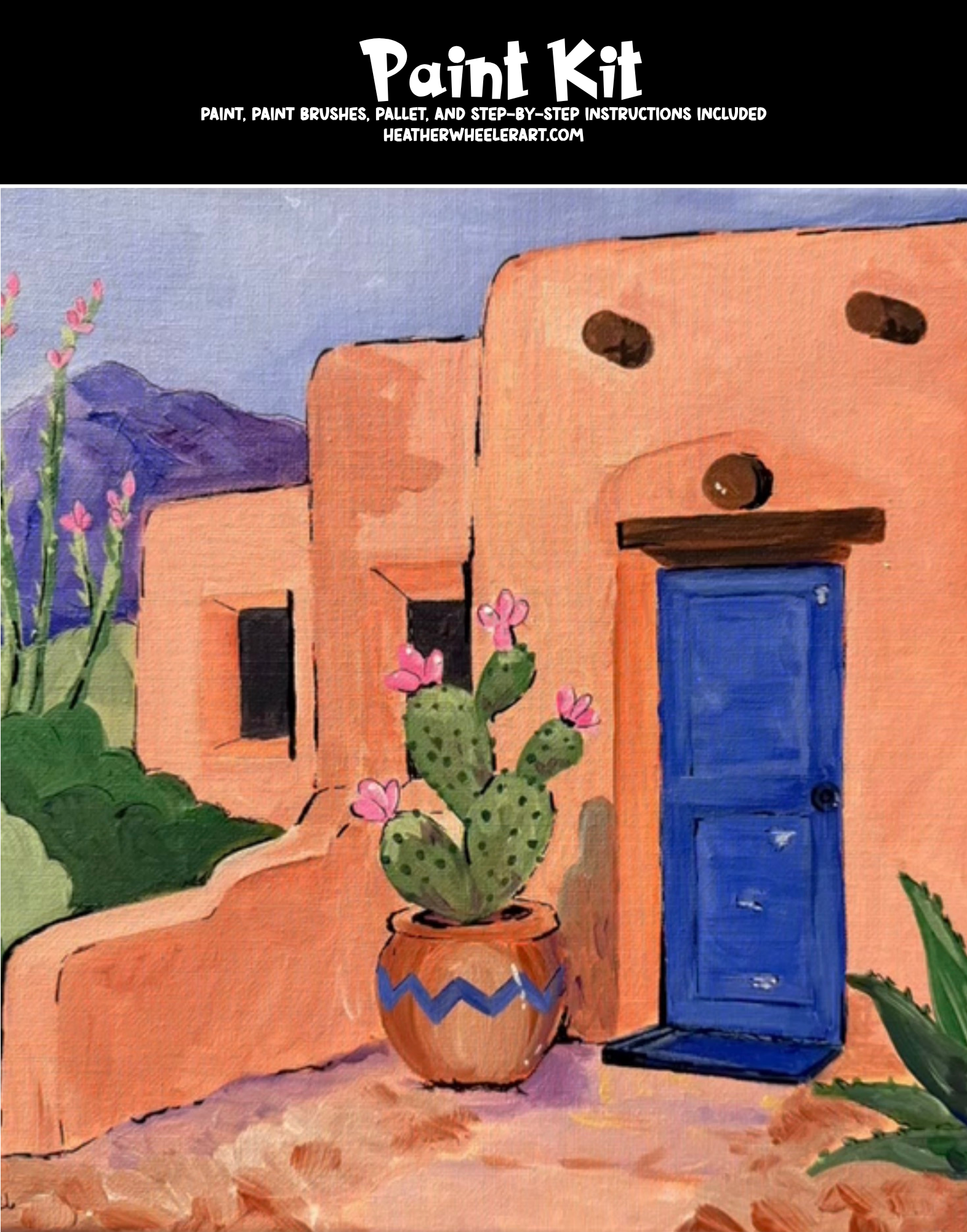 DIY Canvas Painting Kit Adobe House in the Desert