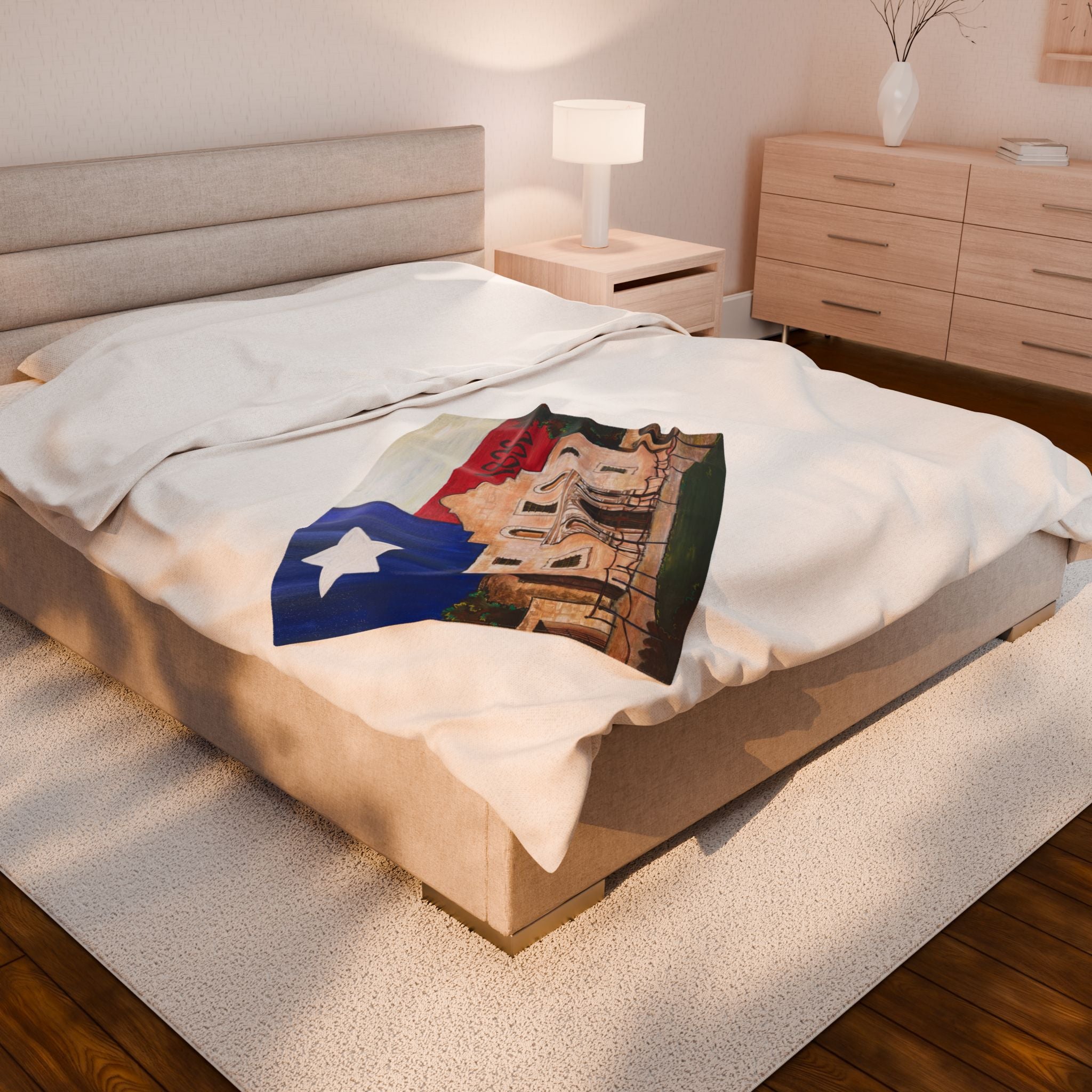 Blanket: Remember the Alamo Prints Velveteen Plush Blanket