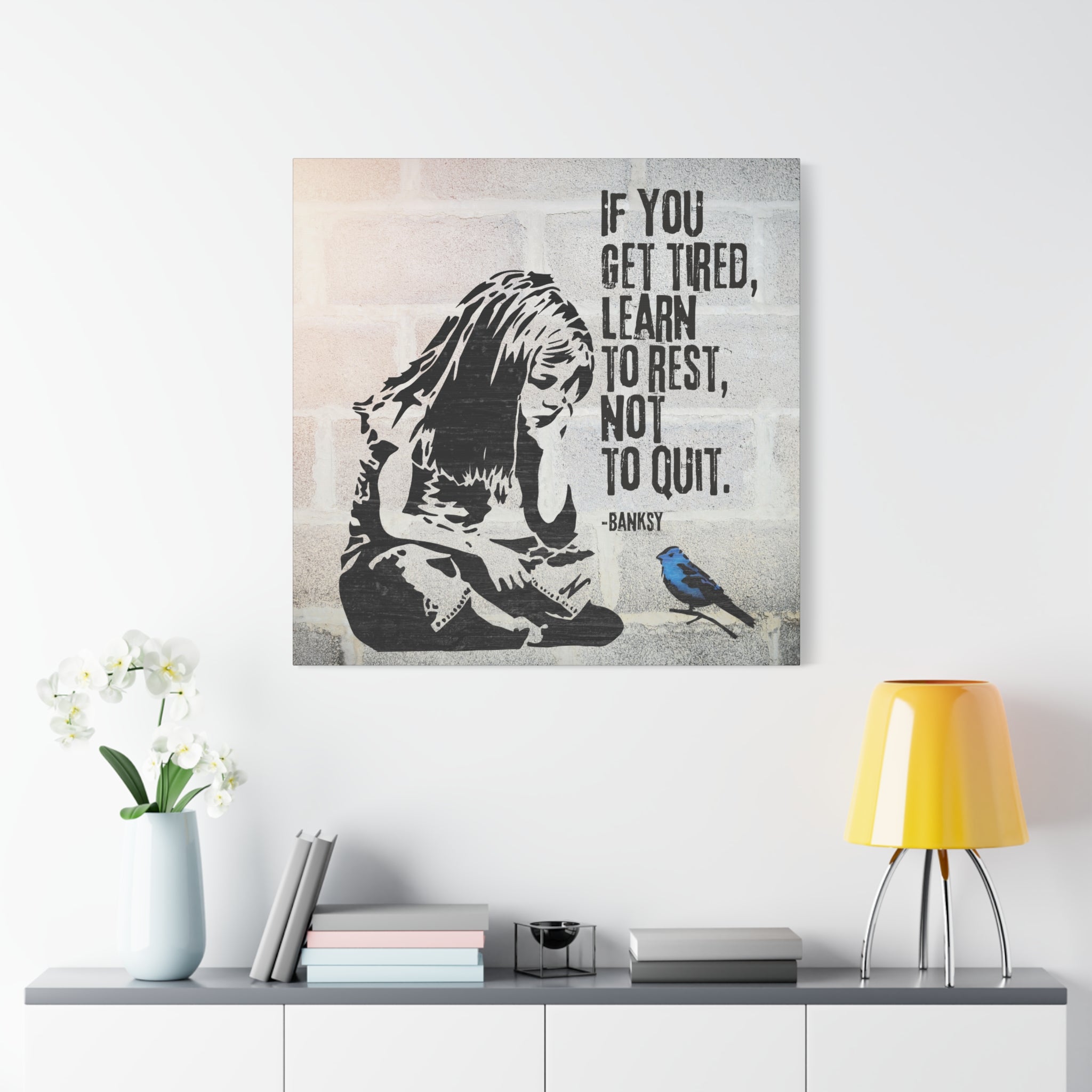 Art: Banksy Blue Bird Canvas Print
