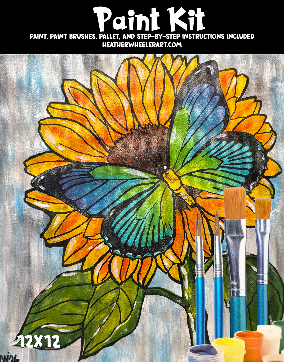 DIY Canvas Painting Kit Sunflower with Butterfly - Canvas Original