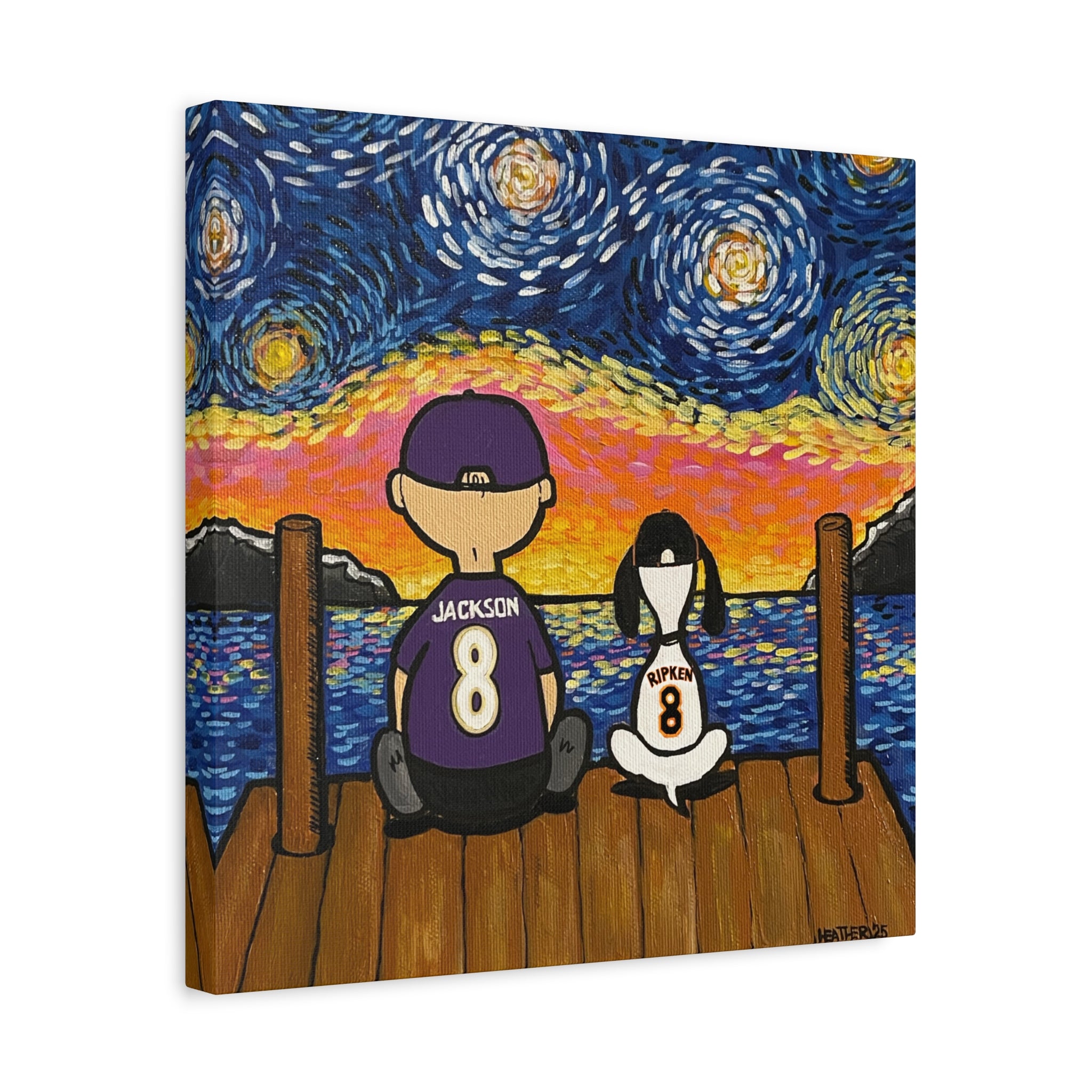 Art: Starry Night with Sports Friends Canvas Print