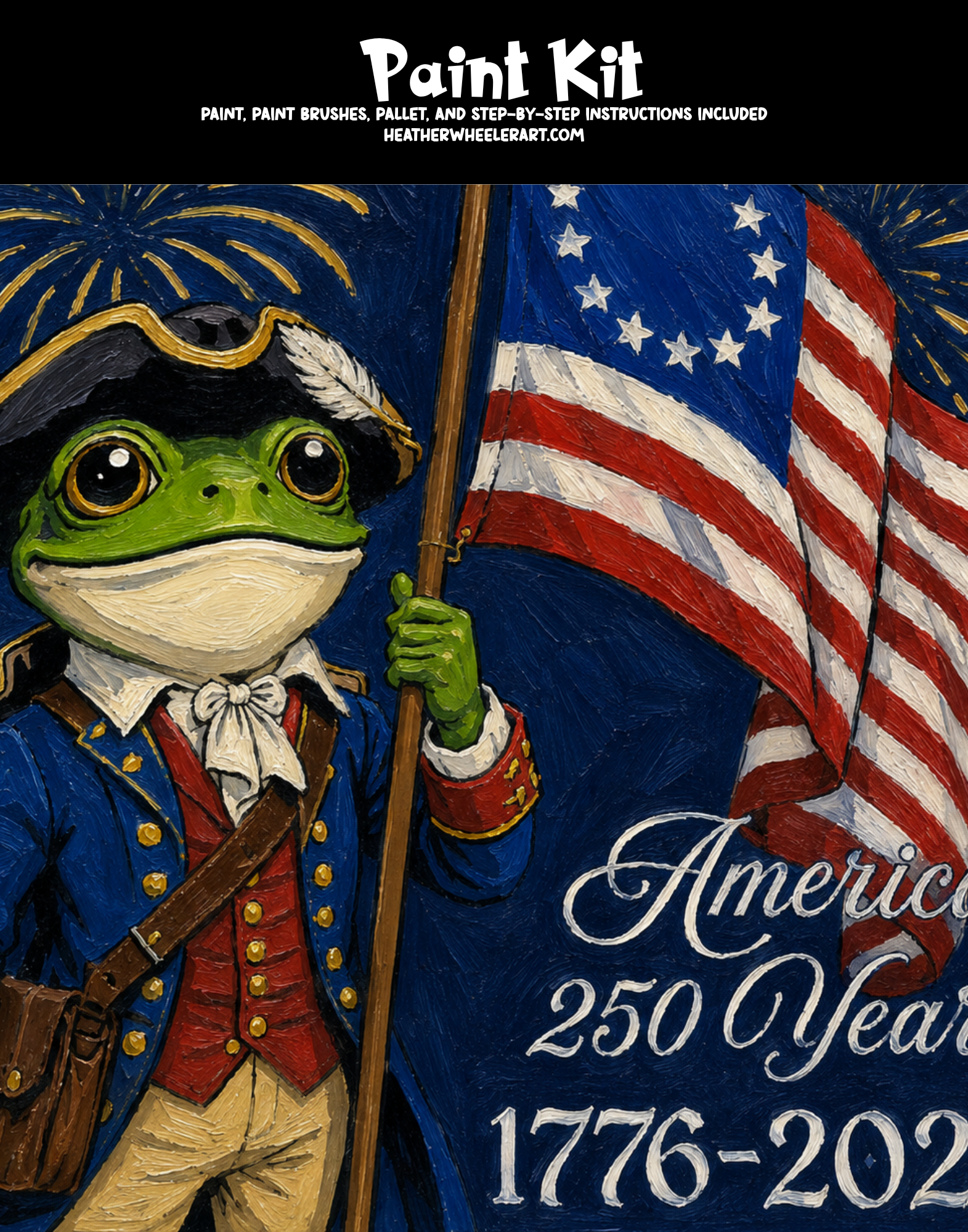 DIY Canvas Painting Kit Colonial Frog American 250th Anniversary