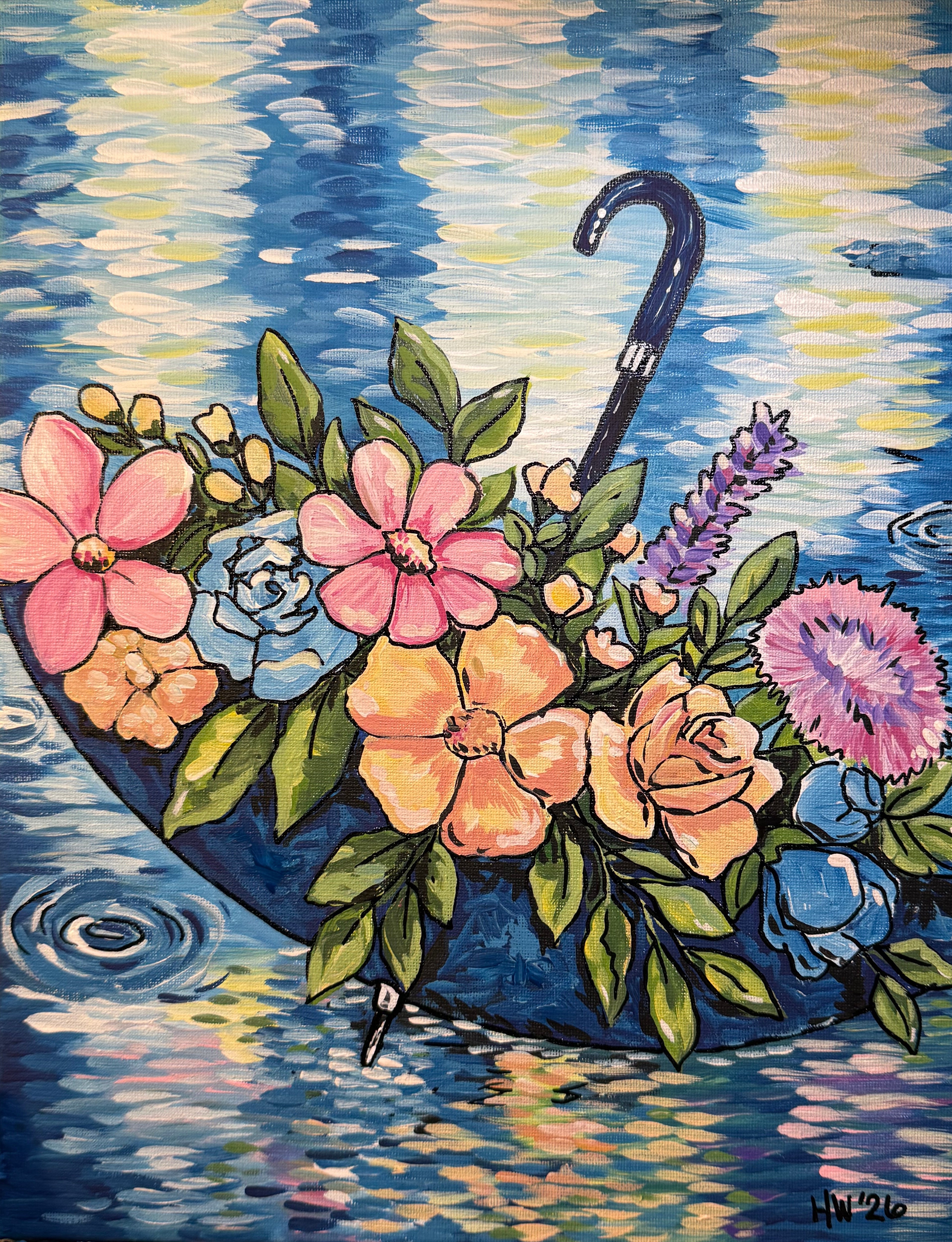 DIY Canvas Painting Kit Flower Umbrella