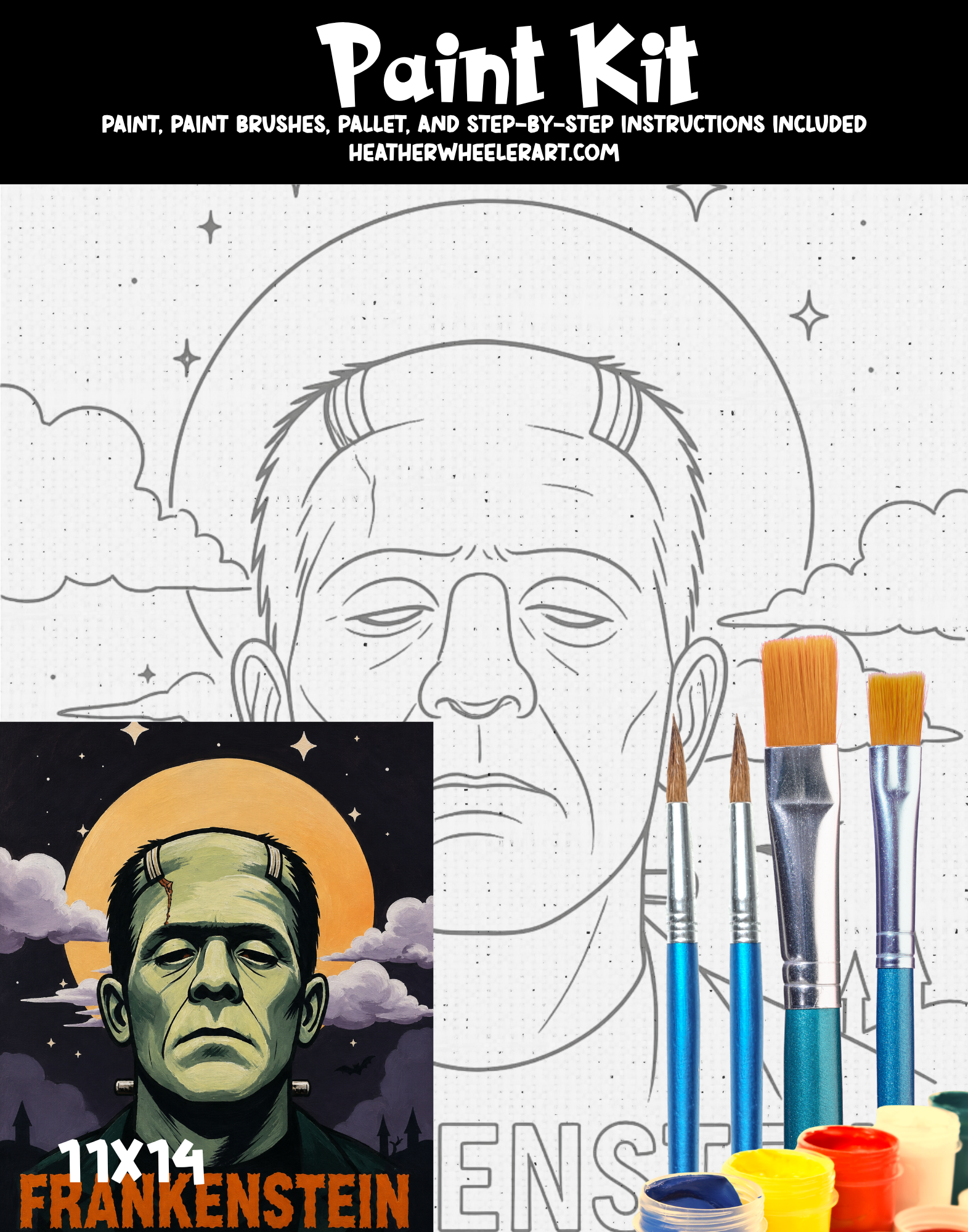 DIY Canvas Painting Kit Frankenstein - Canvas Original