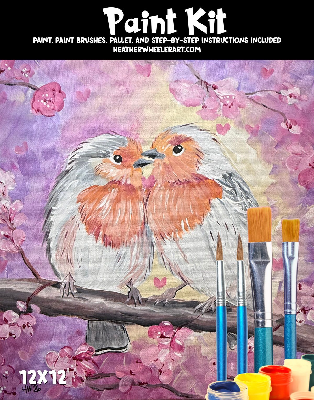 DIY Canvas Painting Kit LOVE Birds - Canvas Original