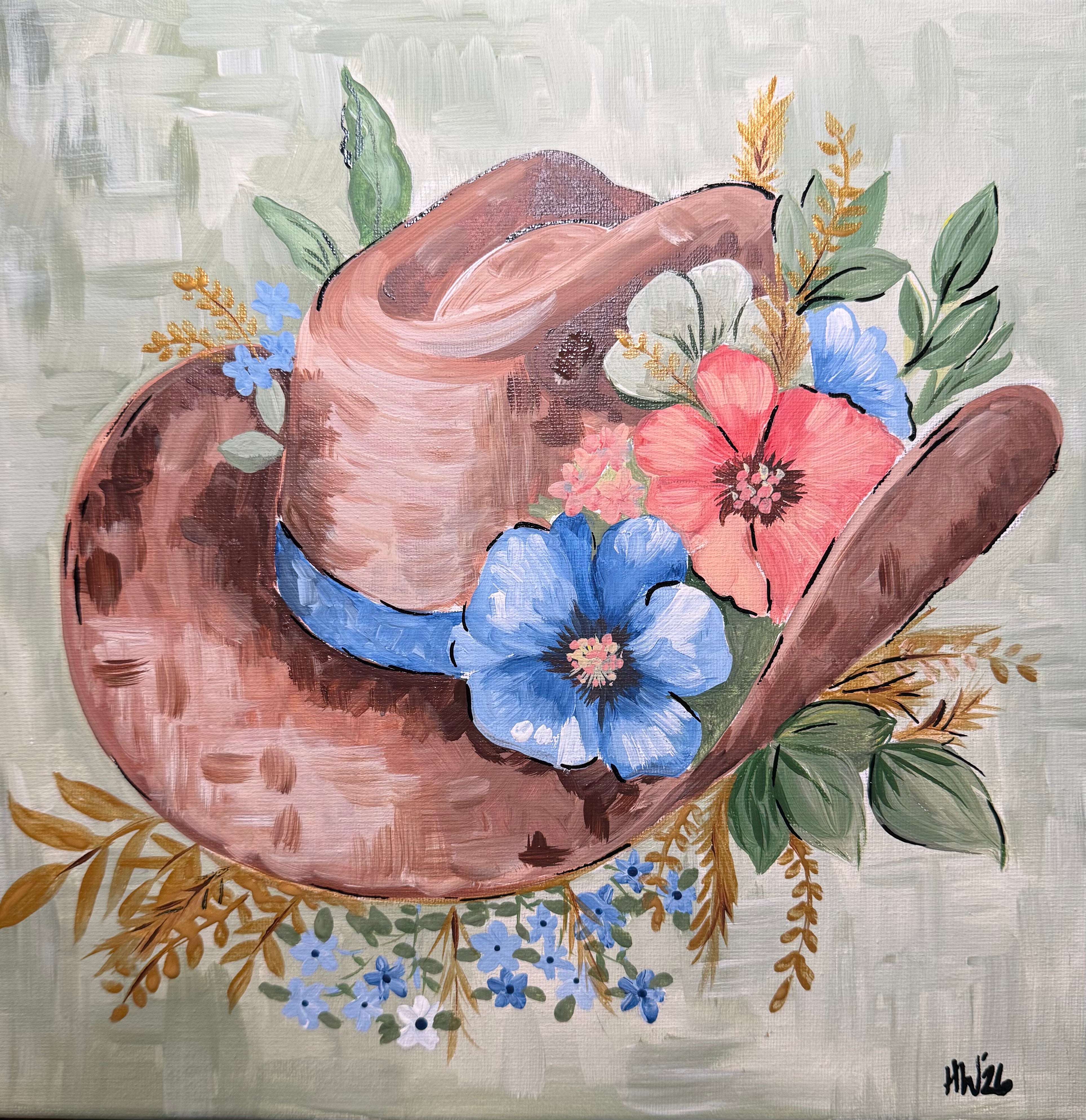 DIY Canvas Painting Kit Floral Cowboy Hat