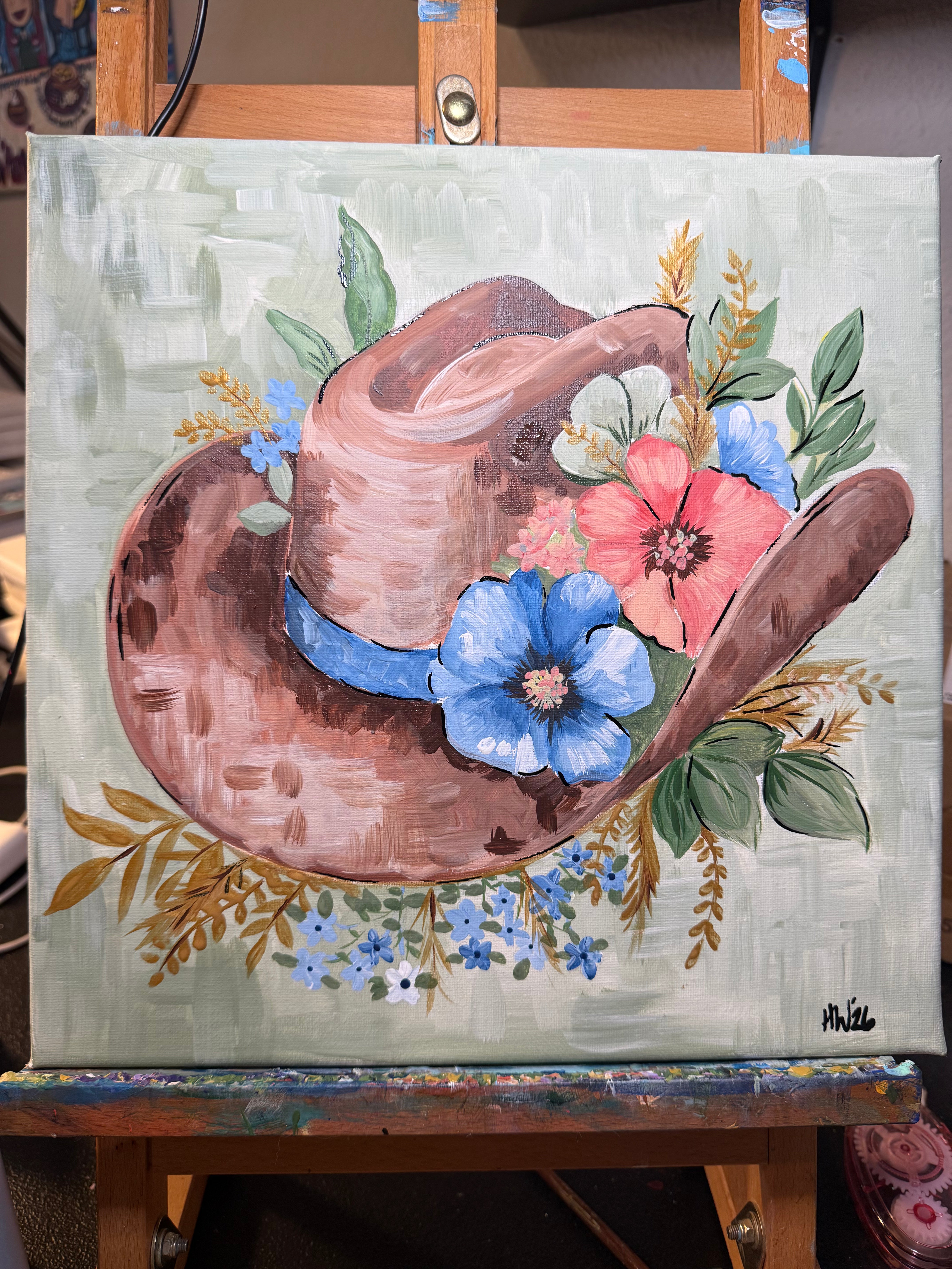 DIY Canvas Painting Kit Floral Cowboy Hat