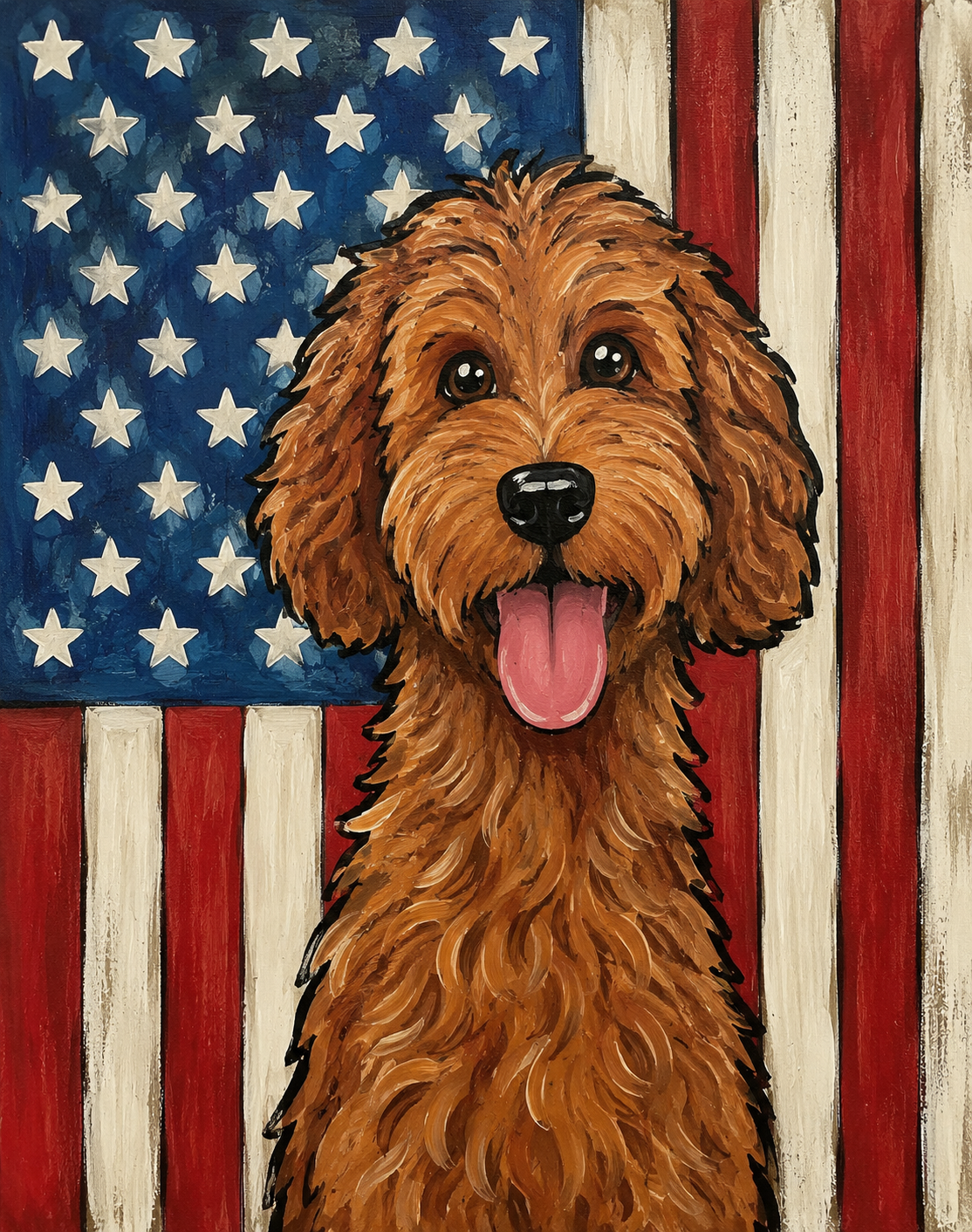 DIY Canvas Painting Kit American flag Doodle