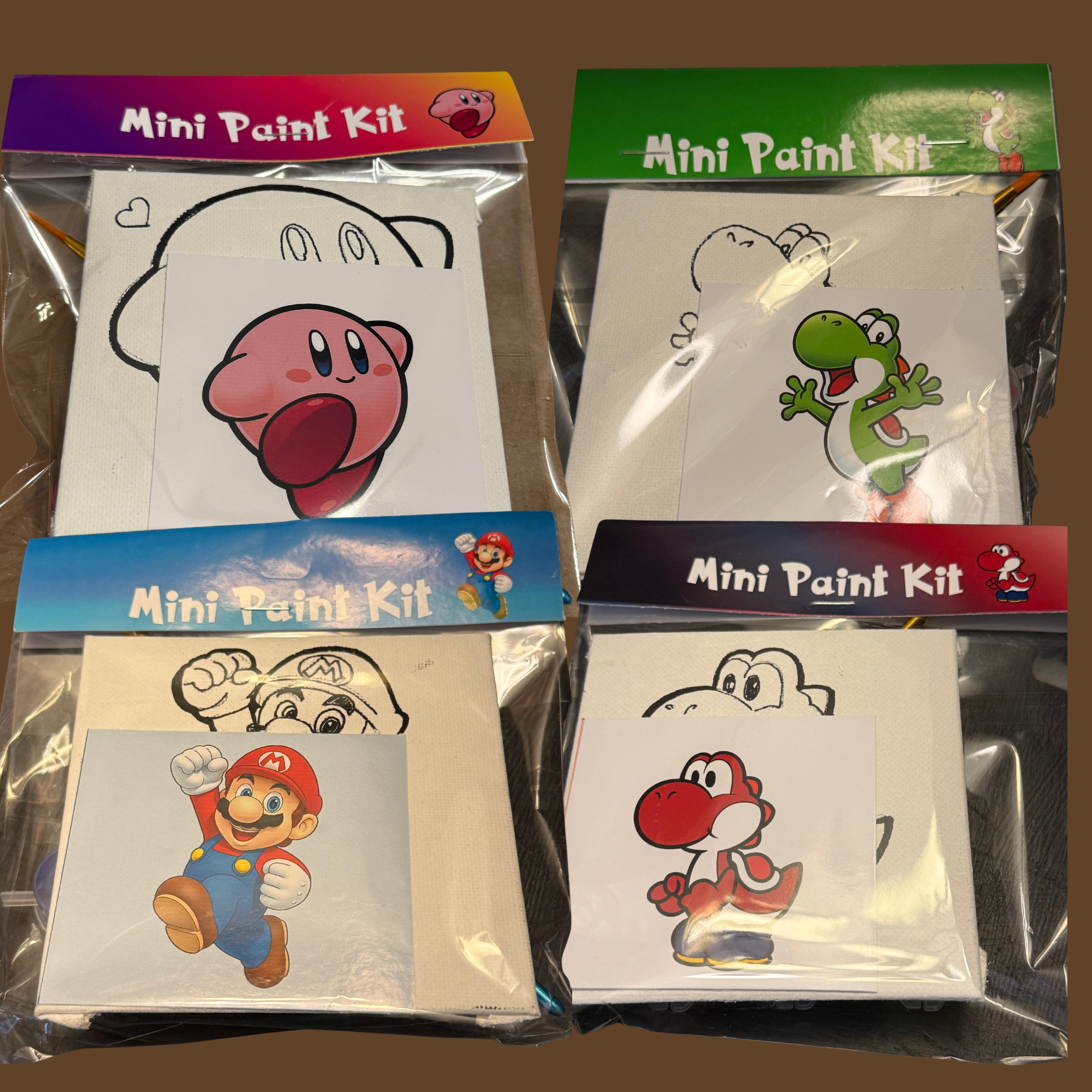 DIY Canvas Painting Kit MINIs Sets of 3, 4, or 12 Mario Bros and Friends