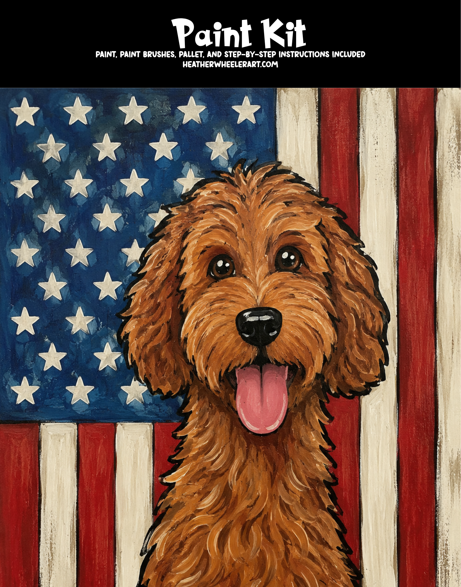 DIY Canvas Painting Kit American flag Doodle