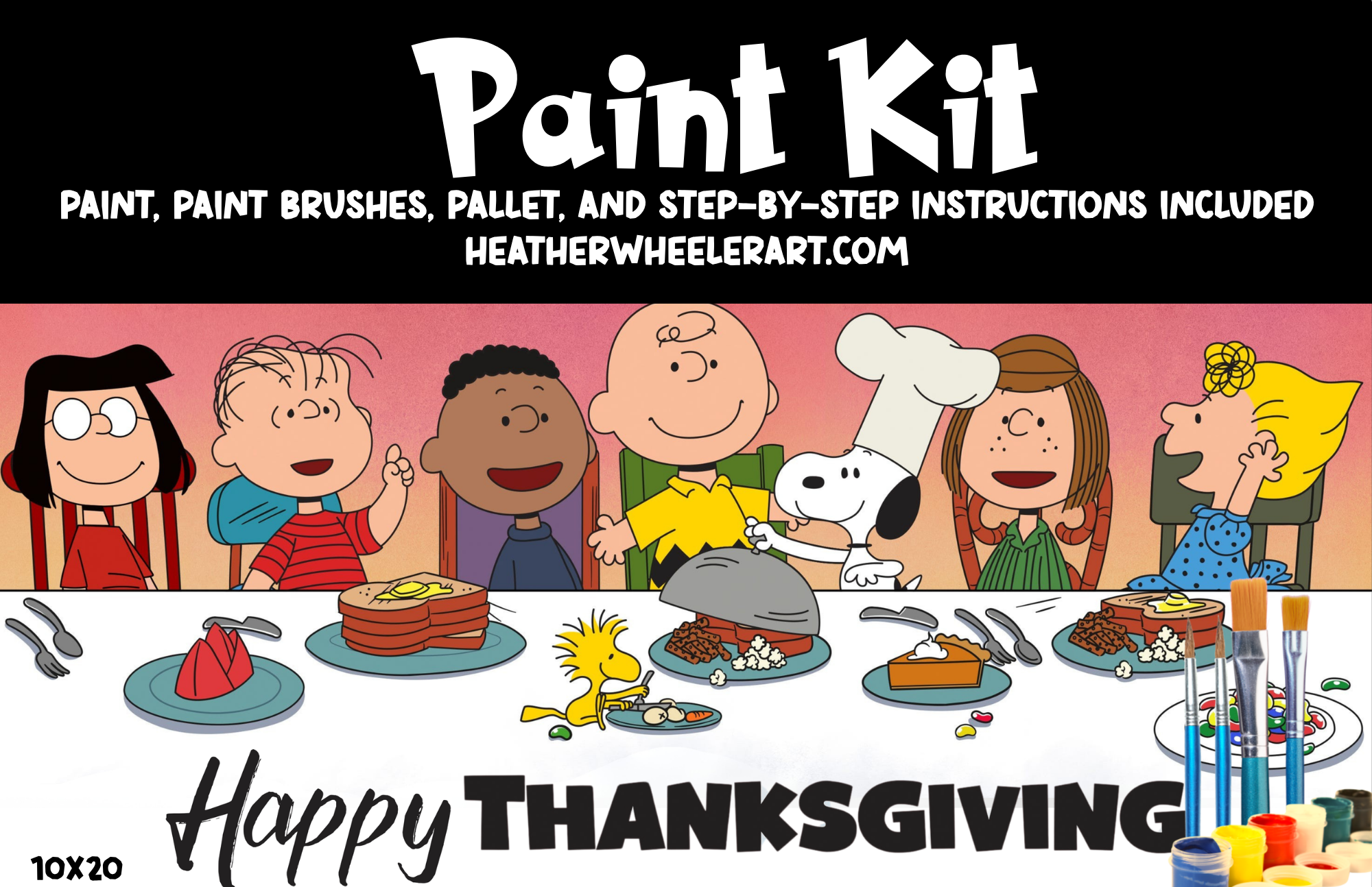 DIY Canvas Painting Happy Thanksgiving Peanuts