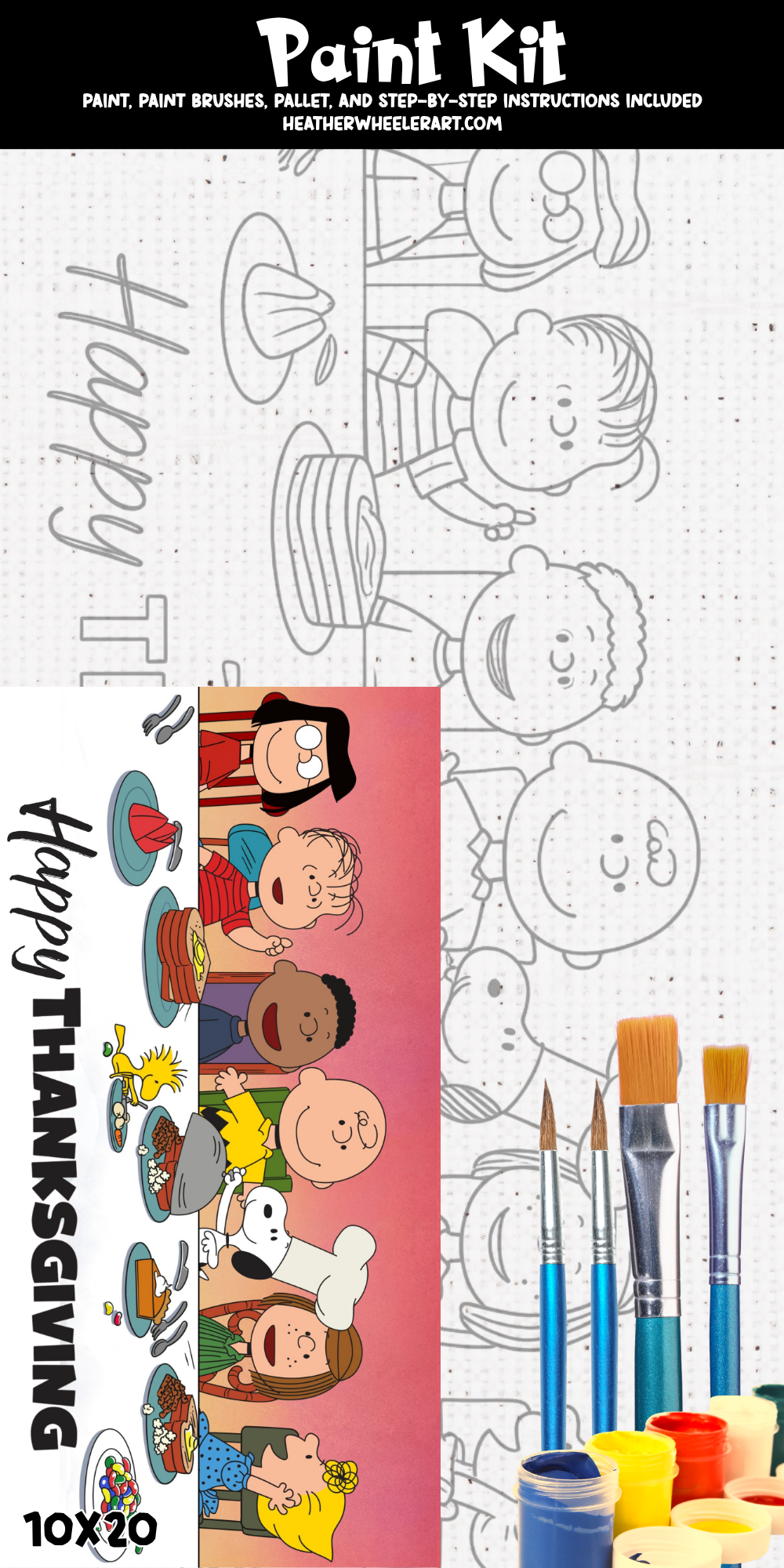 DIY Canvas Painting Happy Thanksgiving Peanuts