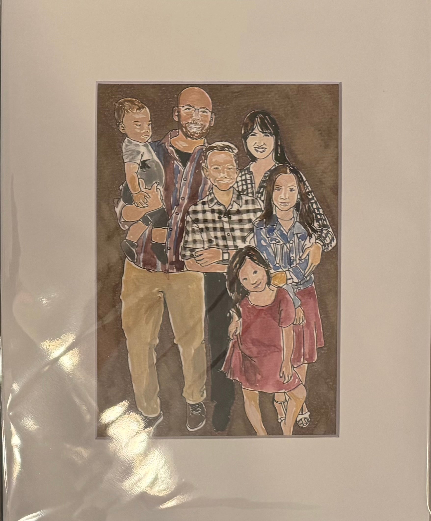 A Hand Drawn Family Watercolor Portrait