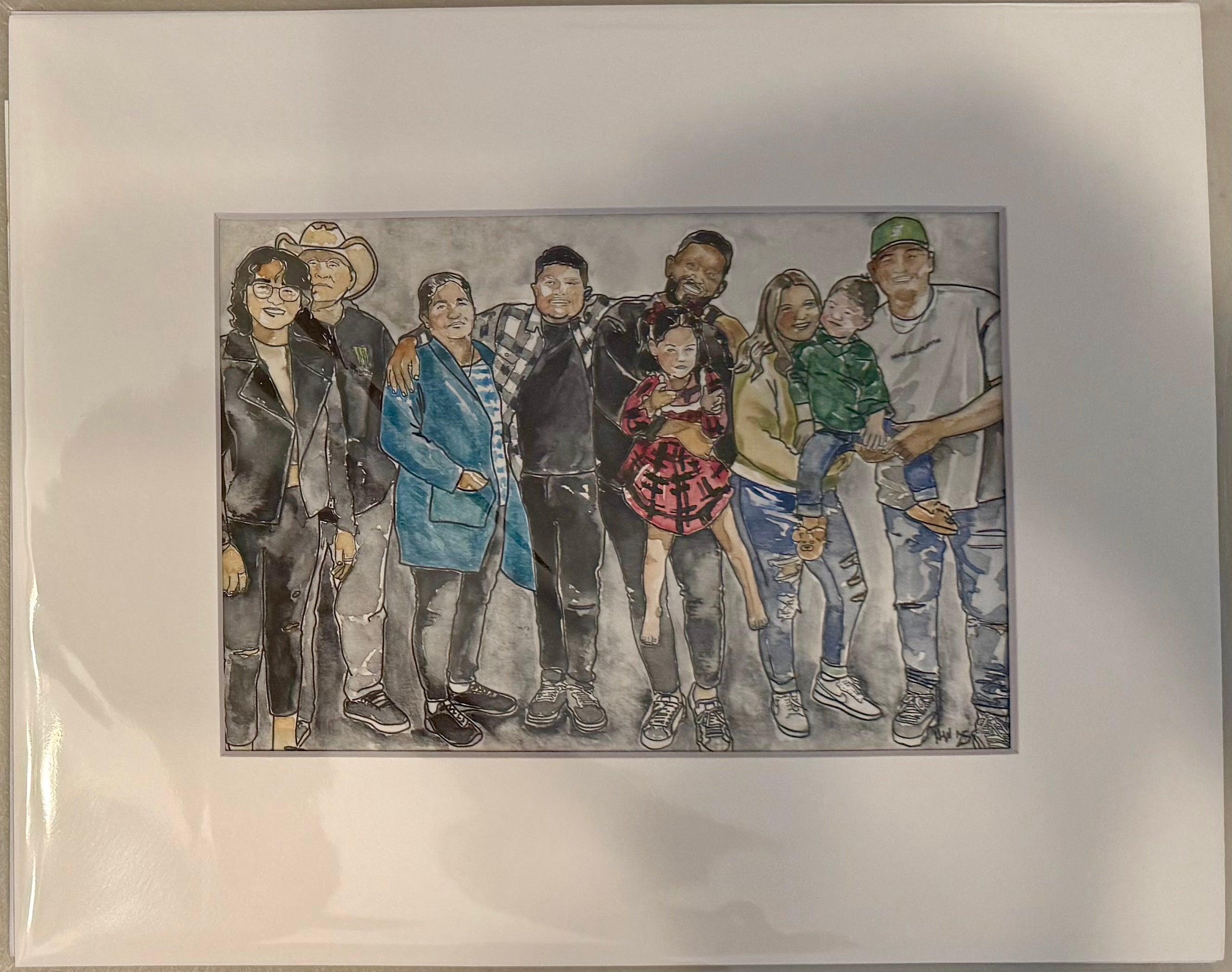 A Hand Drawn Family Watercolor Portrait