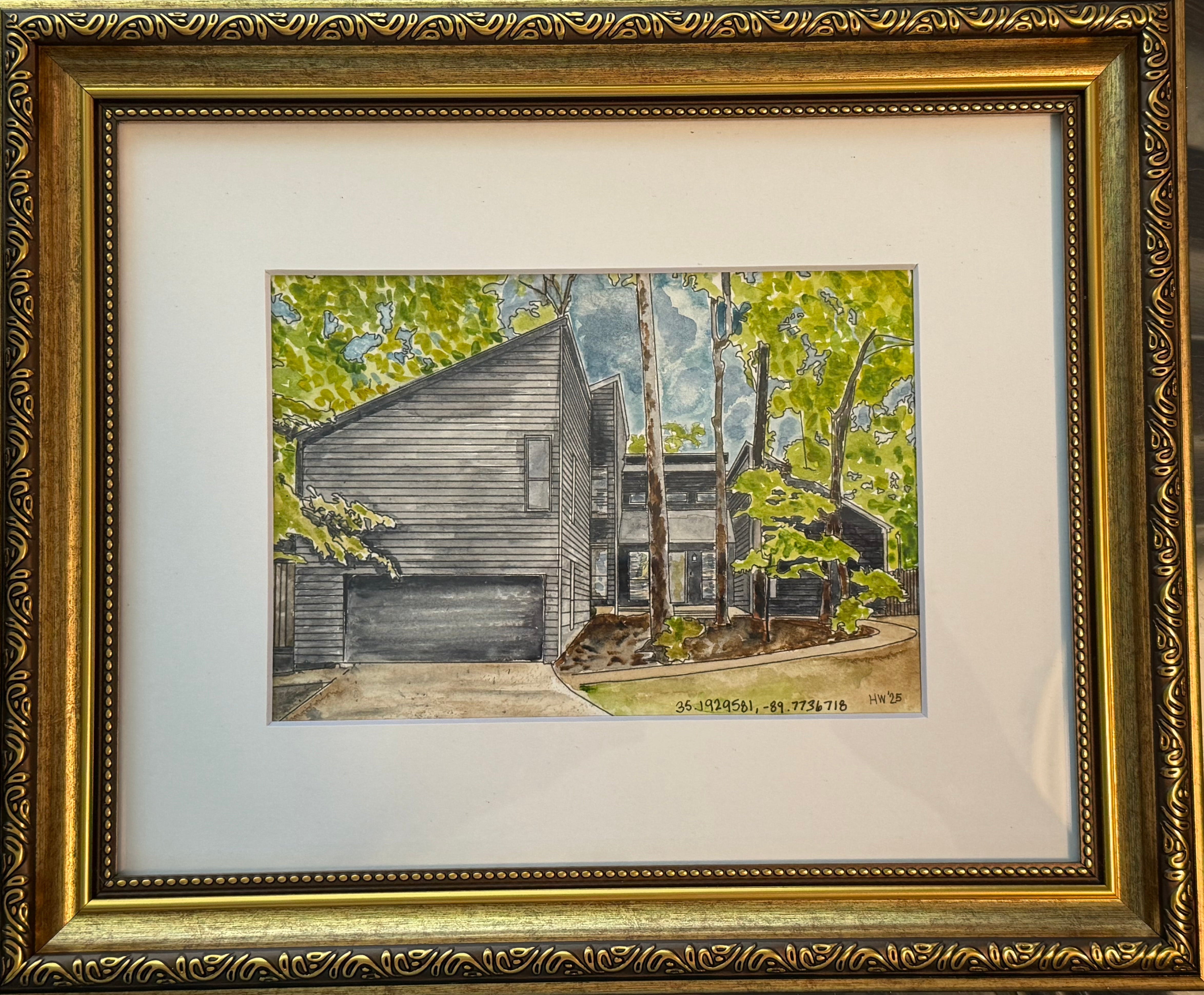 A Hand Drawn Watercolor House