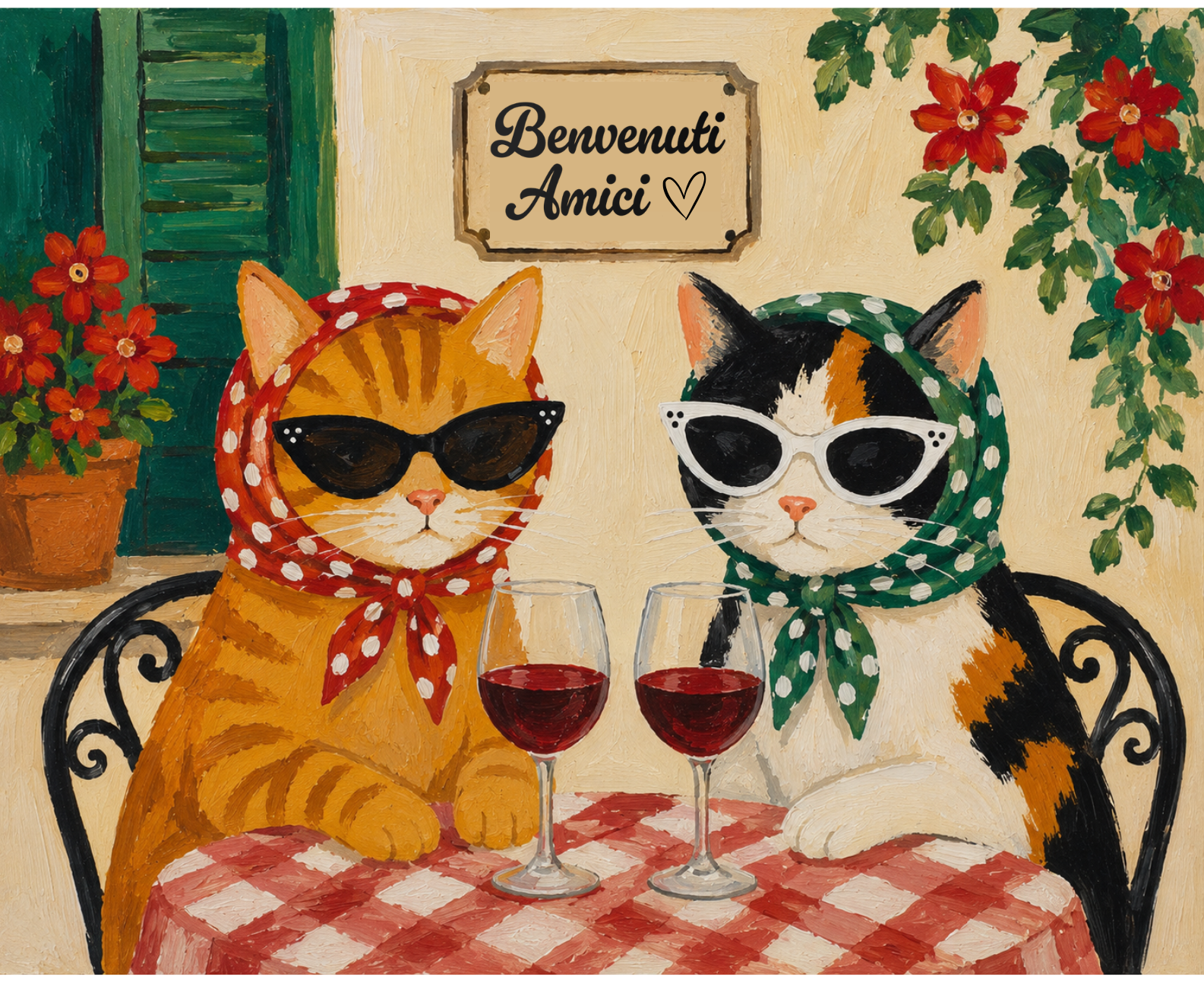 DIY Canvas Painting Kit Friends & Wine Cats