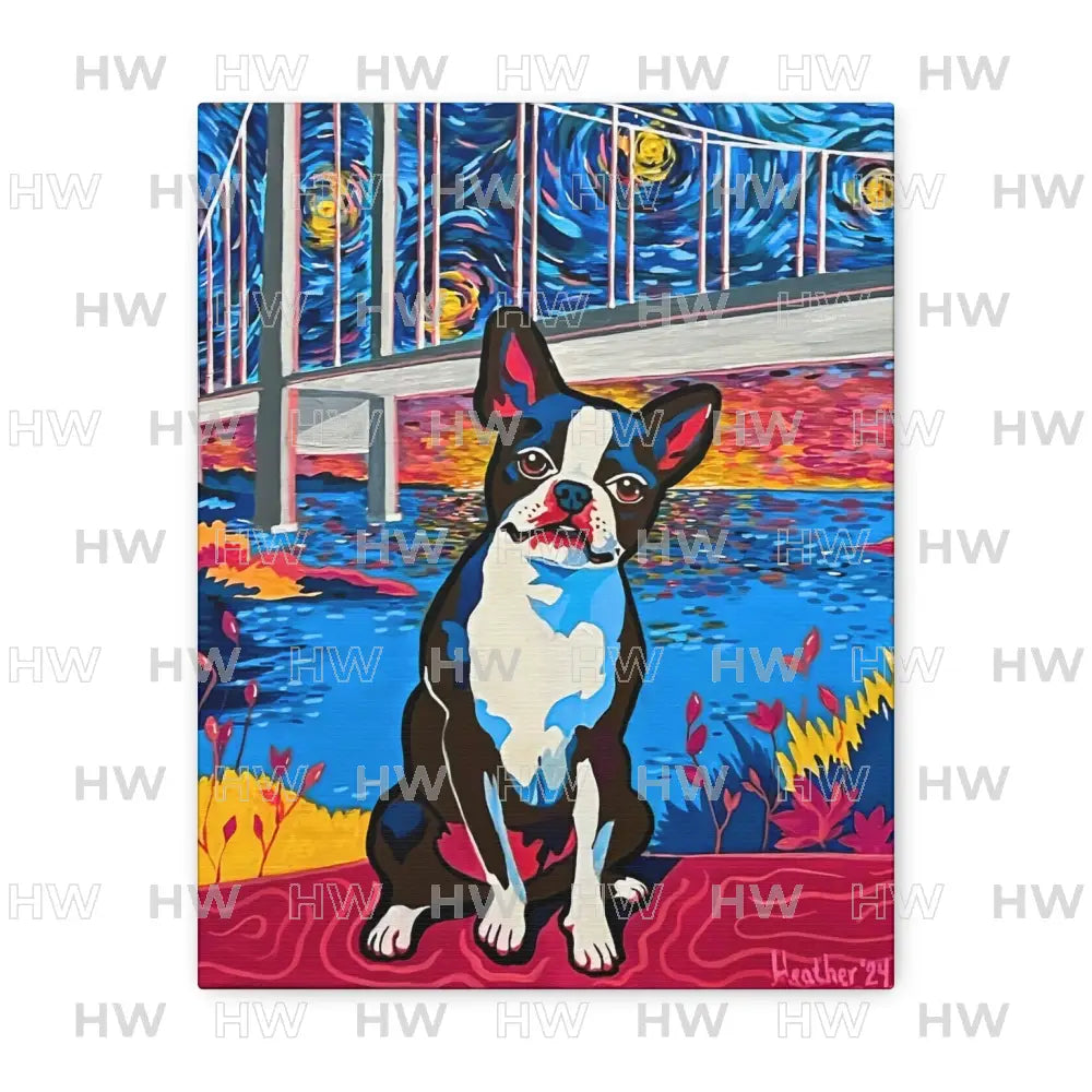 Art: Boston Terrier Canvas Print - 11″ x 14″ (Vertical) / 1.25’’ - Canvas