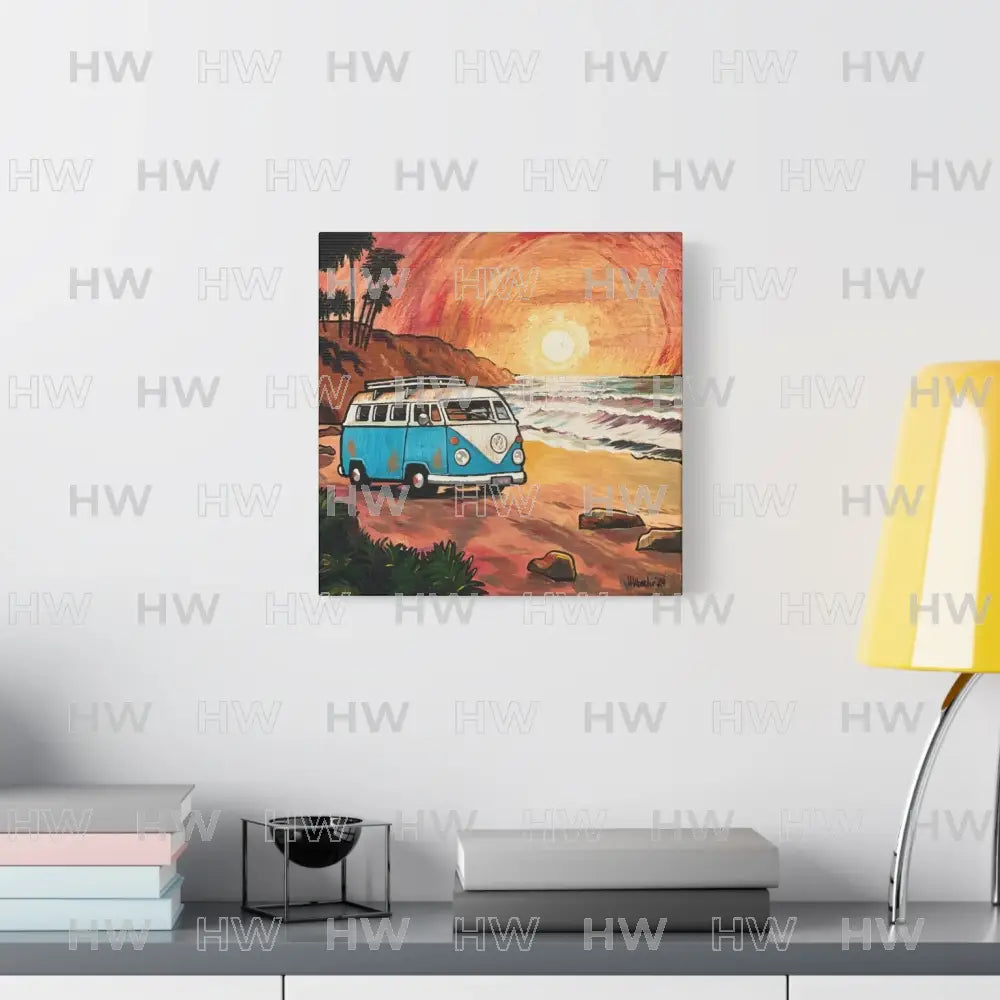 Art: California Van By the Beach Canvas Print - Canvas