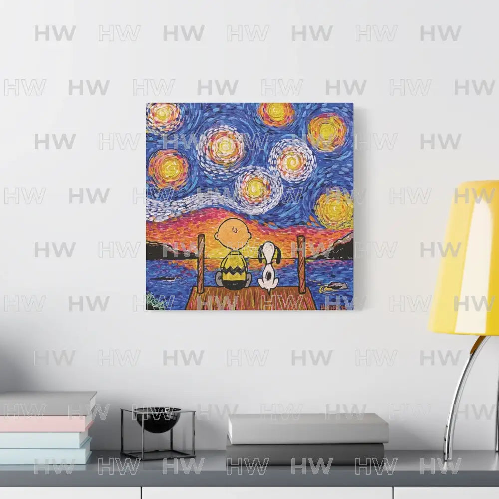 Art: Starry Night at the River Canvas Print - 16″ x 16″ / 1.25’’ - Canvas