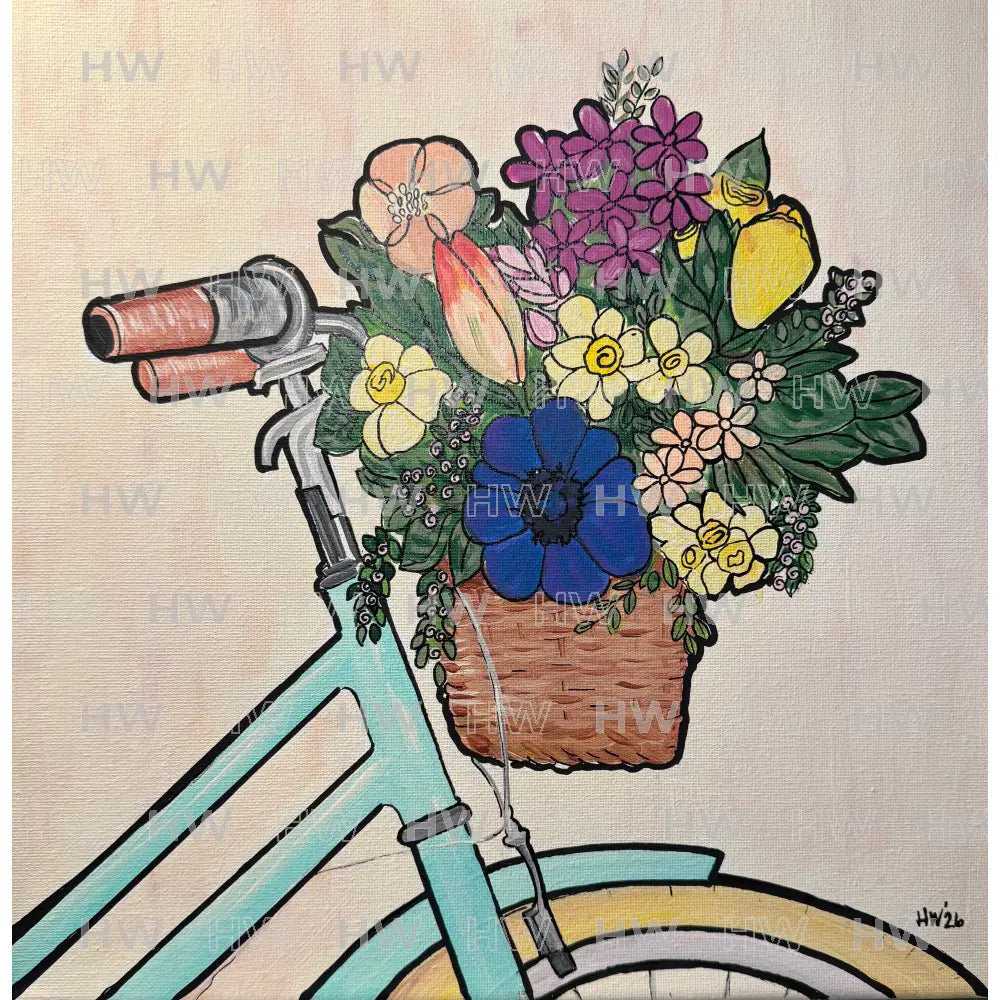 DIY Canvas Painting Kit Bike with Flowers - Canvas Original