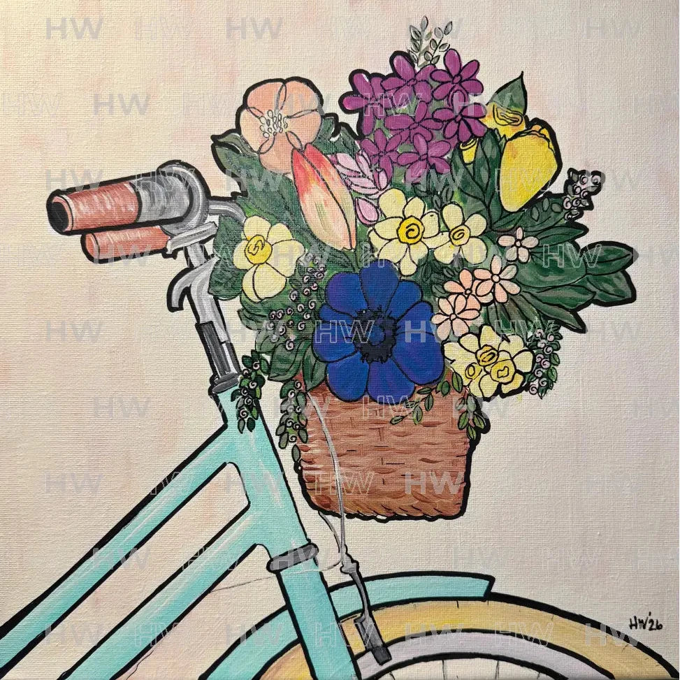 DIY Canvas Painting Kit Bike with Flowers - Canvas Original