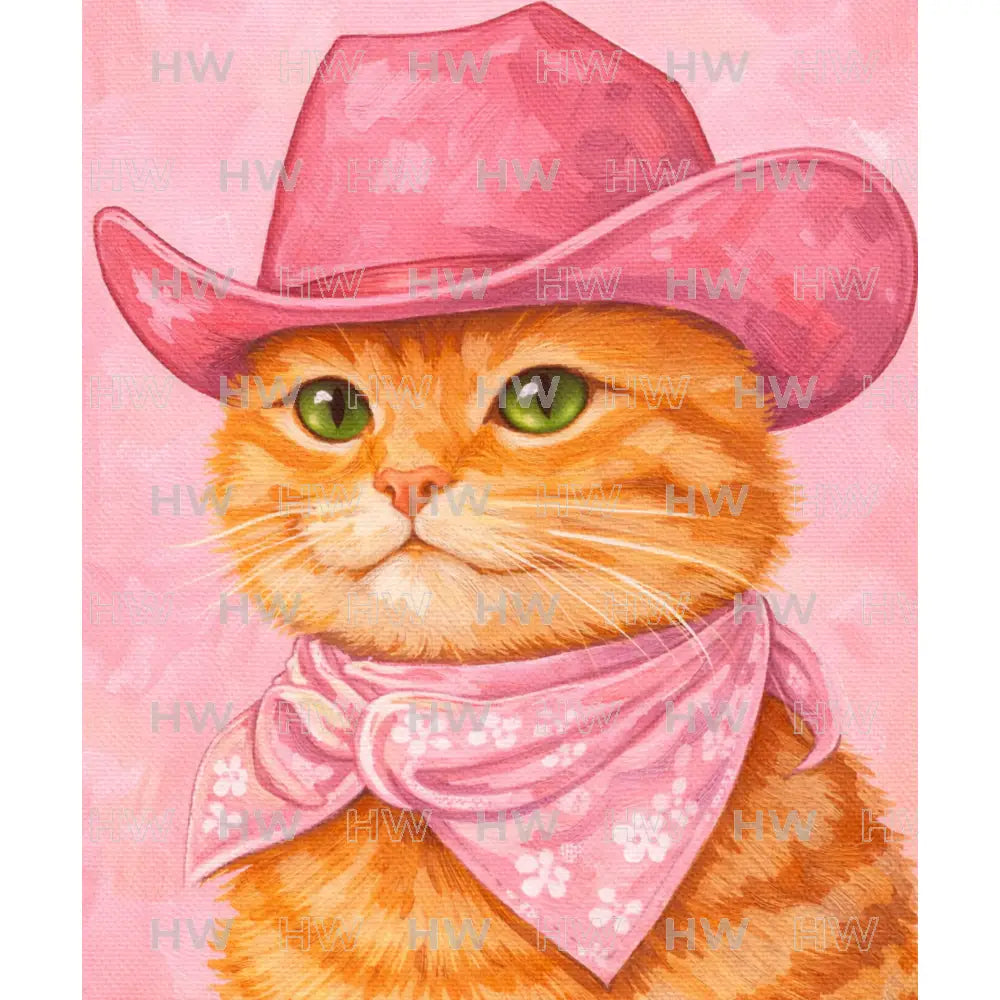 DIY Canvas Painting Kit Cat Cowboy - Canvas Original