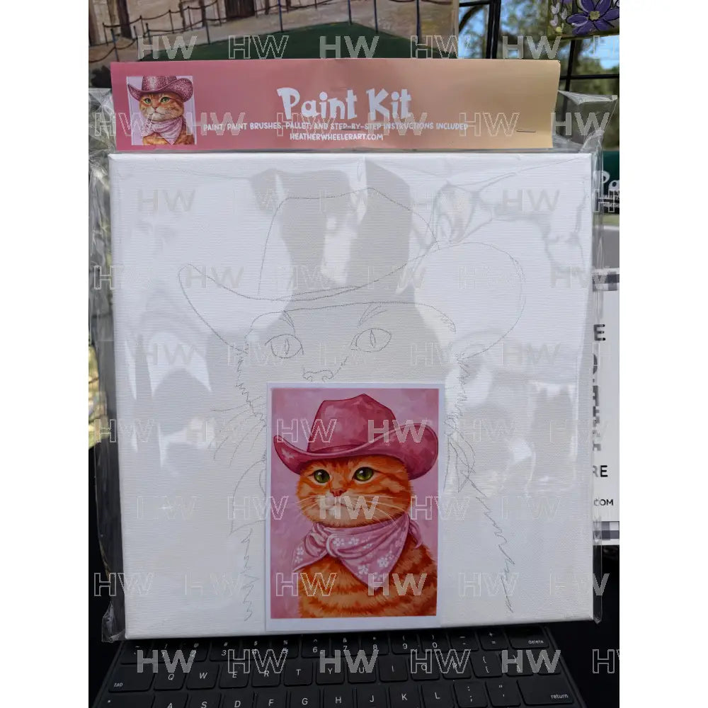 DIY Canvas Painting Kit Cat Cowboy Canvas Original