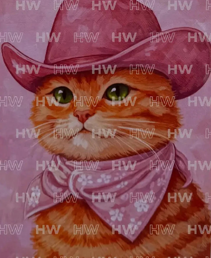 DIY Canvas Painting Kit Cat Cowboy Canvas Original