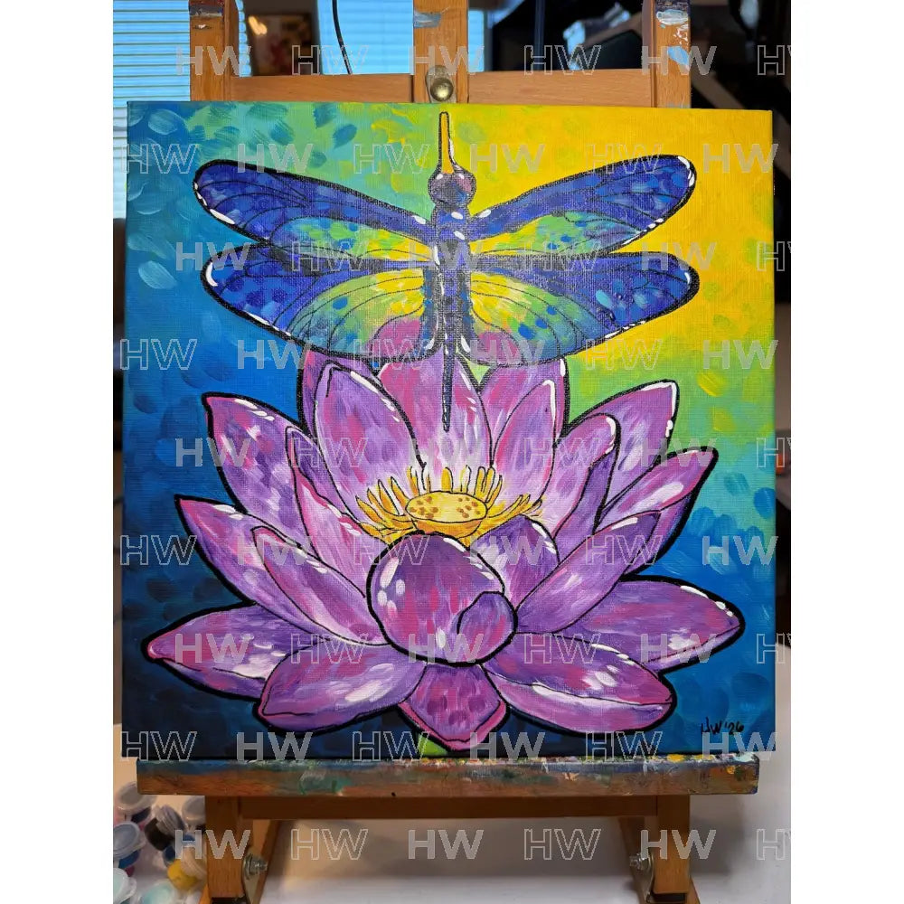 DIY Canvas Painting Kit Dragonfly Lotus - Canvas Original