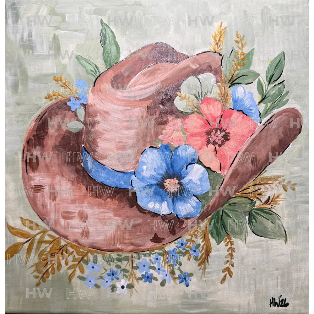 DIY Canvas Painting Kit Floral Cowboy Hat - Canvas Original