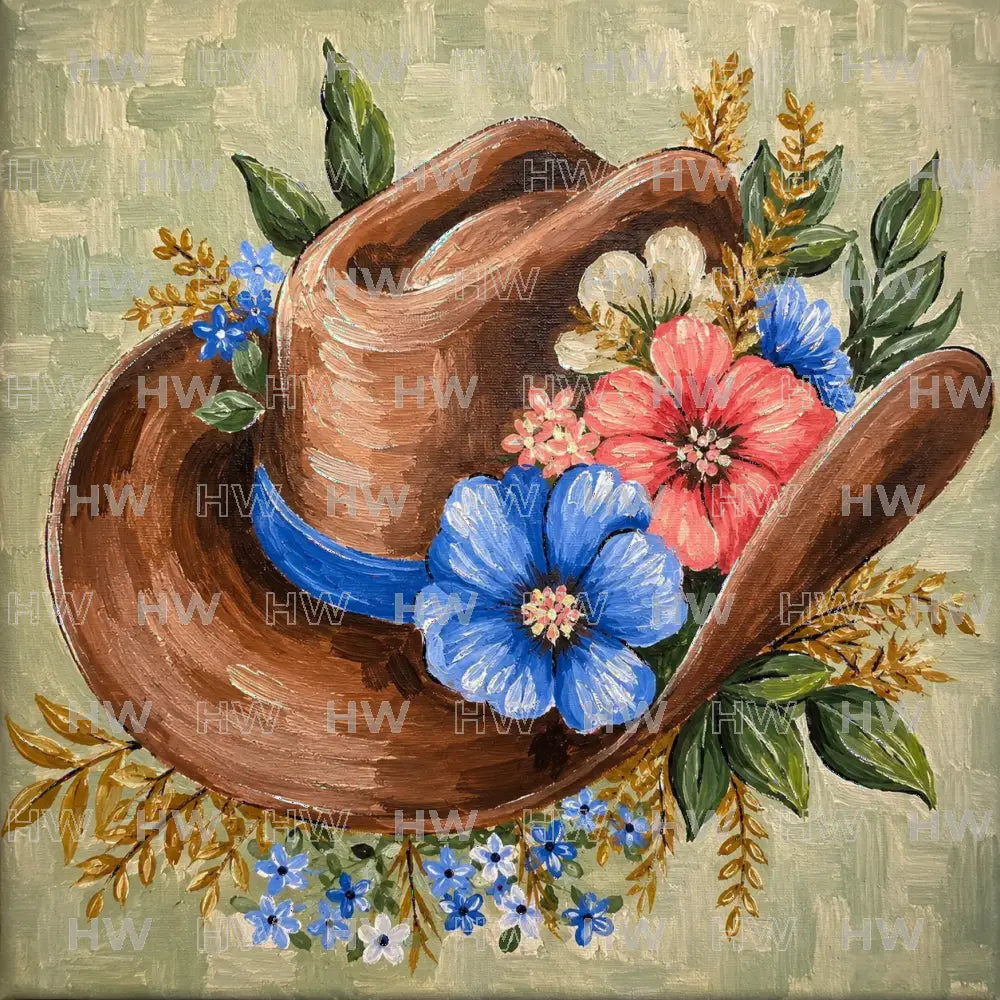 DIY Canvas Painting Kit Floral Cowboy Hat - Canvas Original