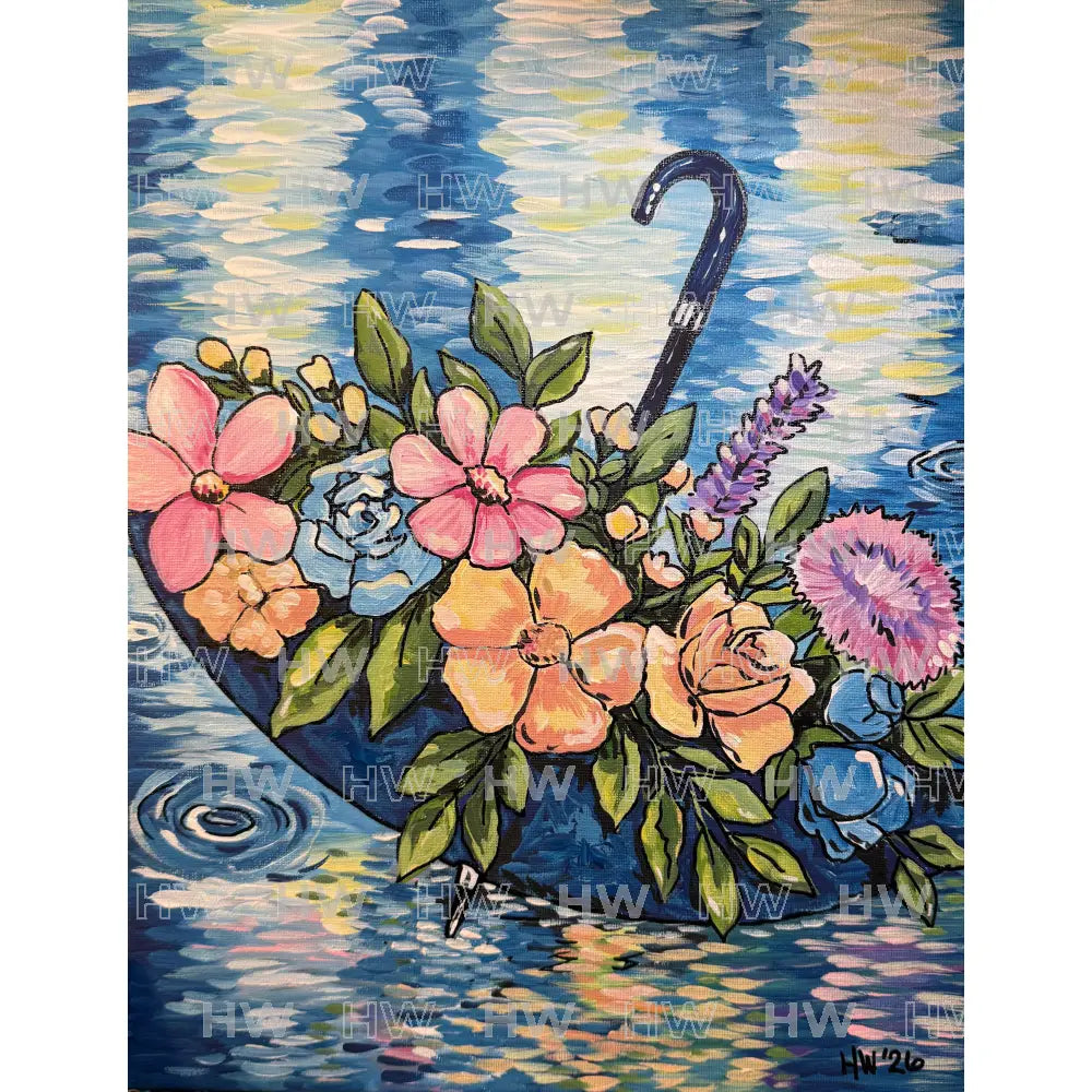 DIY Canvas Painting Kit Flower Umbrella - Canvas Original