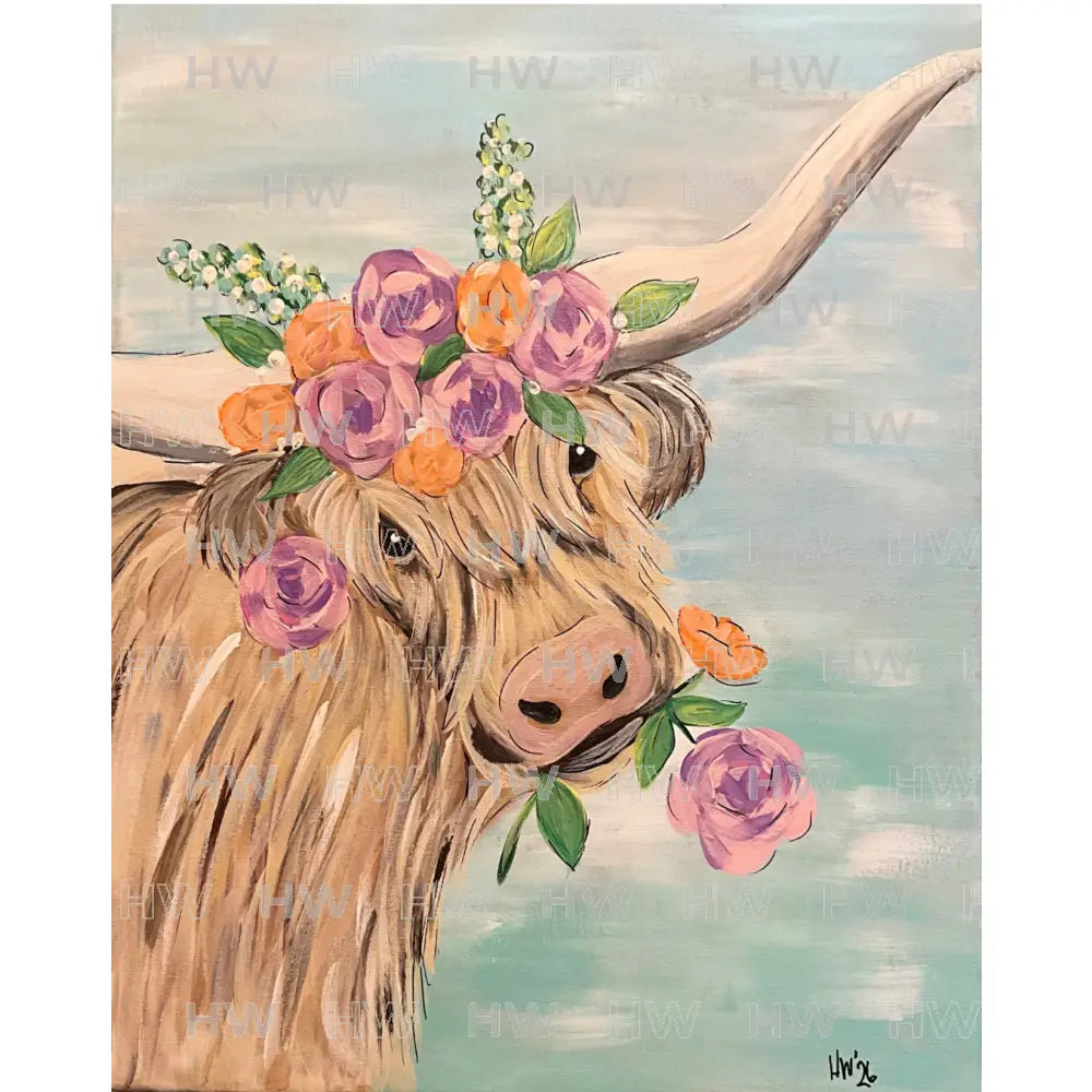 DIY Canvas Painting Kit Highland Cow Canvas Original