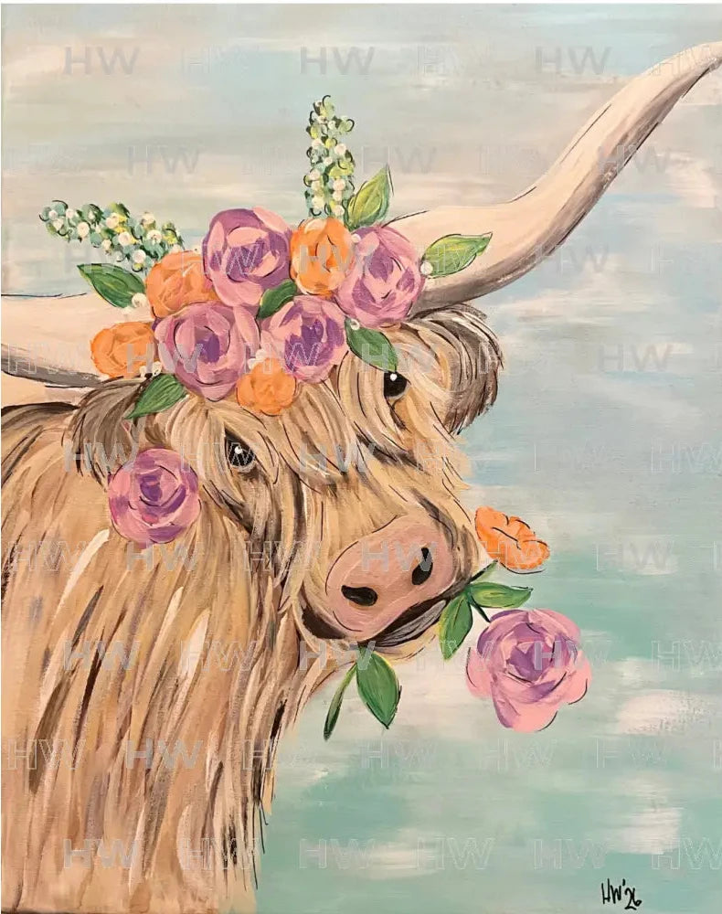 DIY Canvas Painting Kit Highland Cow Canvas Original