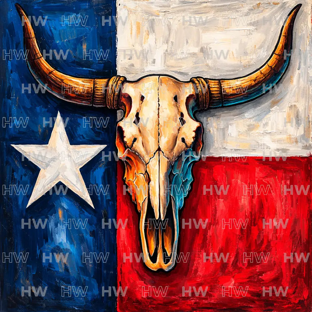 DIY Canvas Painting Kit Longhorn Texas Flag Canvas Original