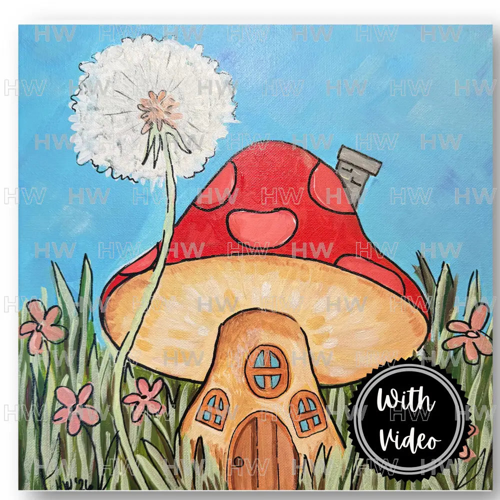 DIY Canvas Painting Kit Mushroom House Canvas Original