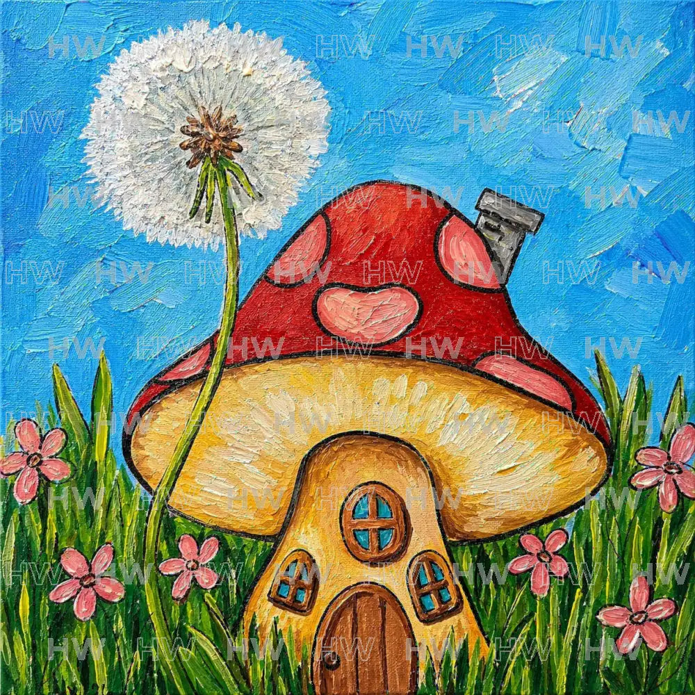 DIY Canvas Painting Kit Mushroom House - Canvas Original