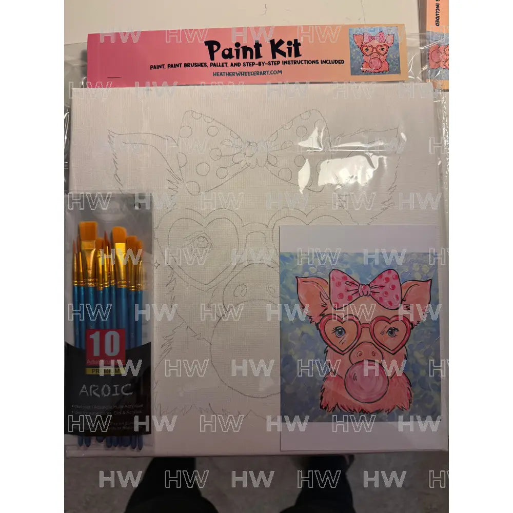 DIY Canvas Painting Kit Pig Blowing Bubbles Canvas Original