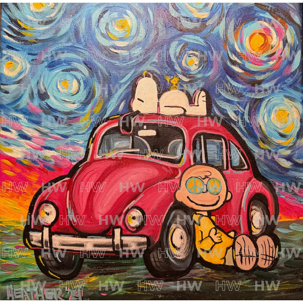 DIY Canvas Painting Kit Starry Night with snoopy - Canvas Original