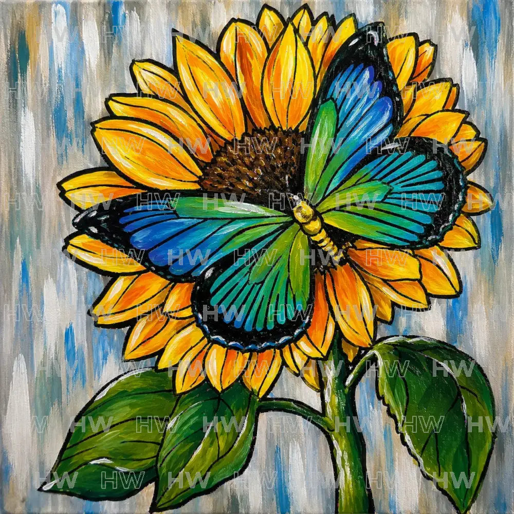 DIY Canvas Painting Kit Sunflower with Butterfly - Canvas Original