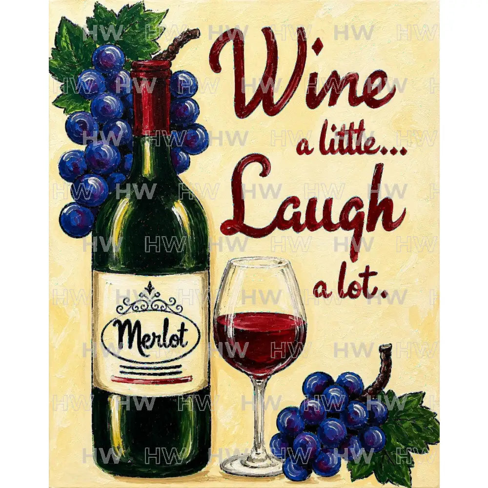 DIY Canvas Painting Kit Wine a little Laugh a lot - Canvas Original