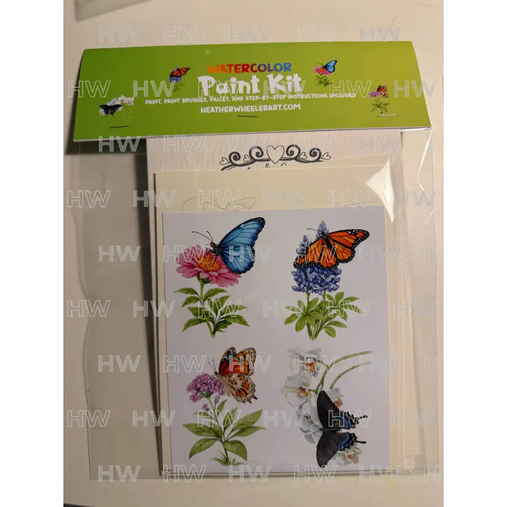 DIY Watercolor Painting Kit Butterflies & Flowers Canvas Original